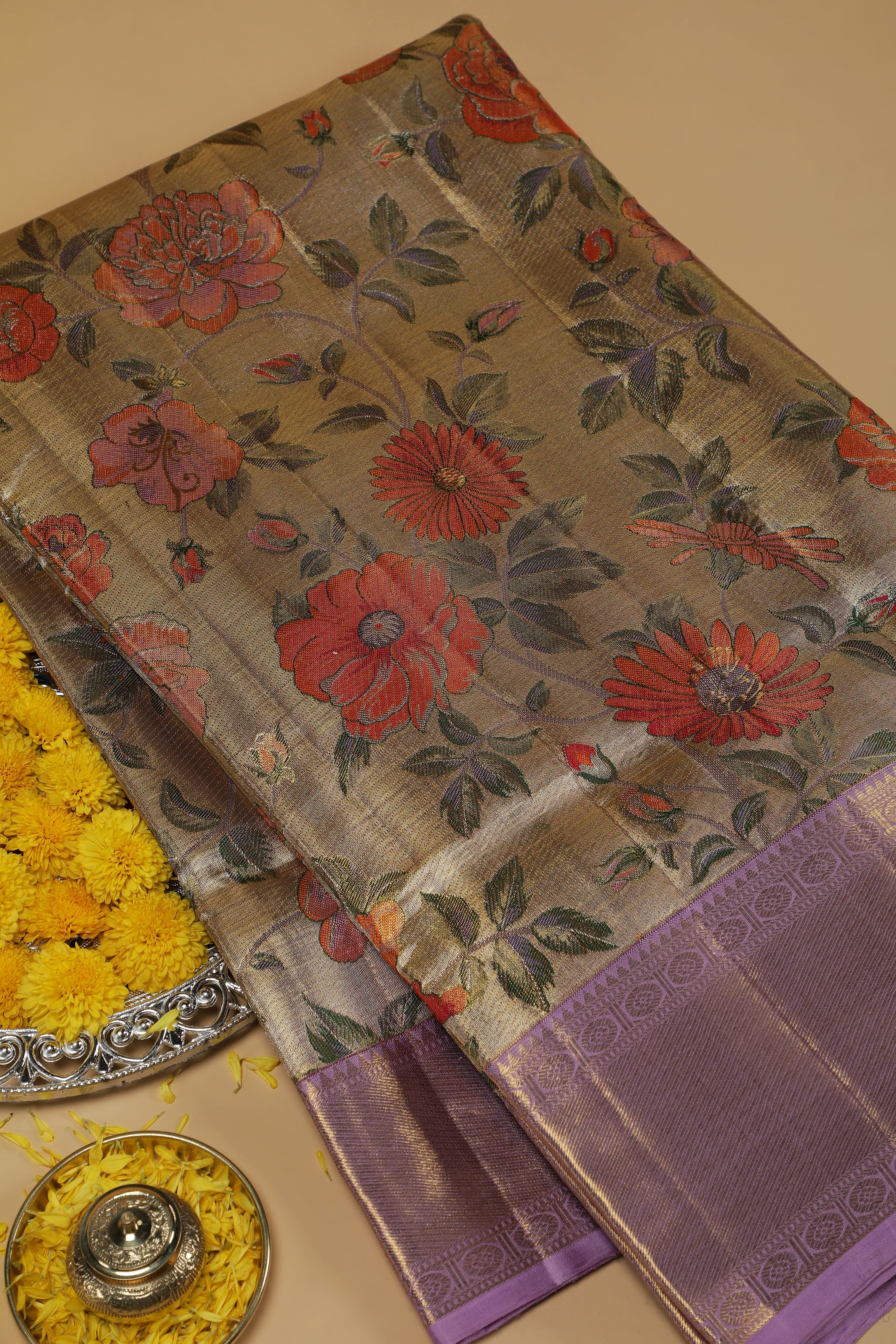 Antique Gold Kanchipuram Silk Saree Mokshaa