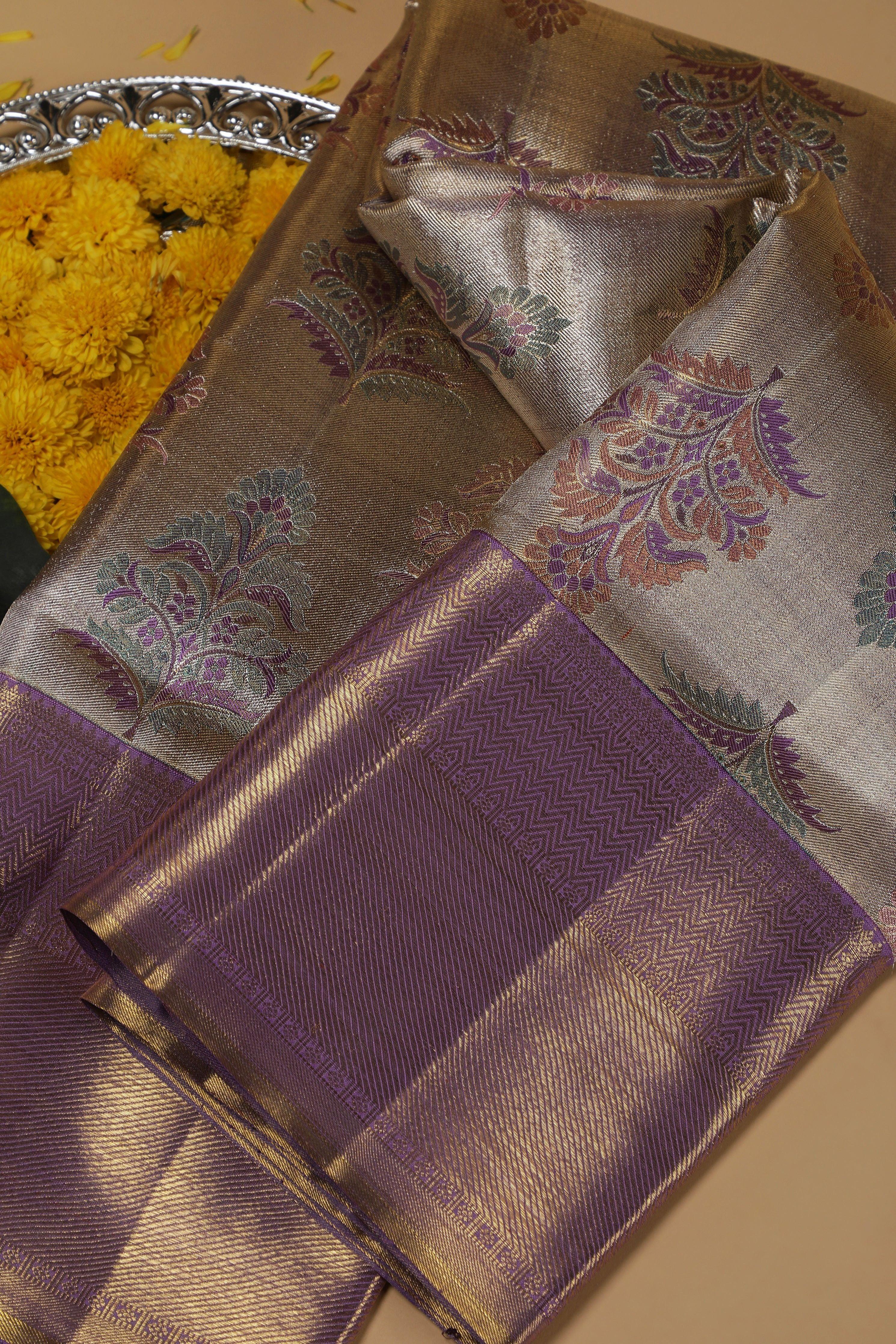 Matte Gold Kanchipuram Silk Saree  Mokshaa