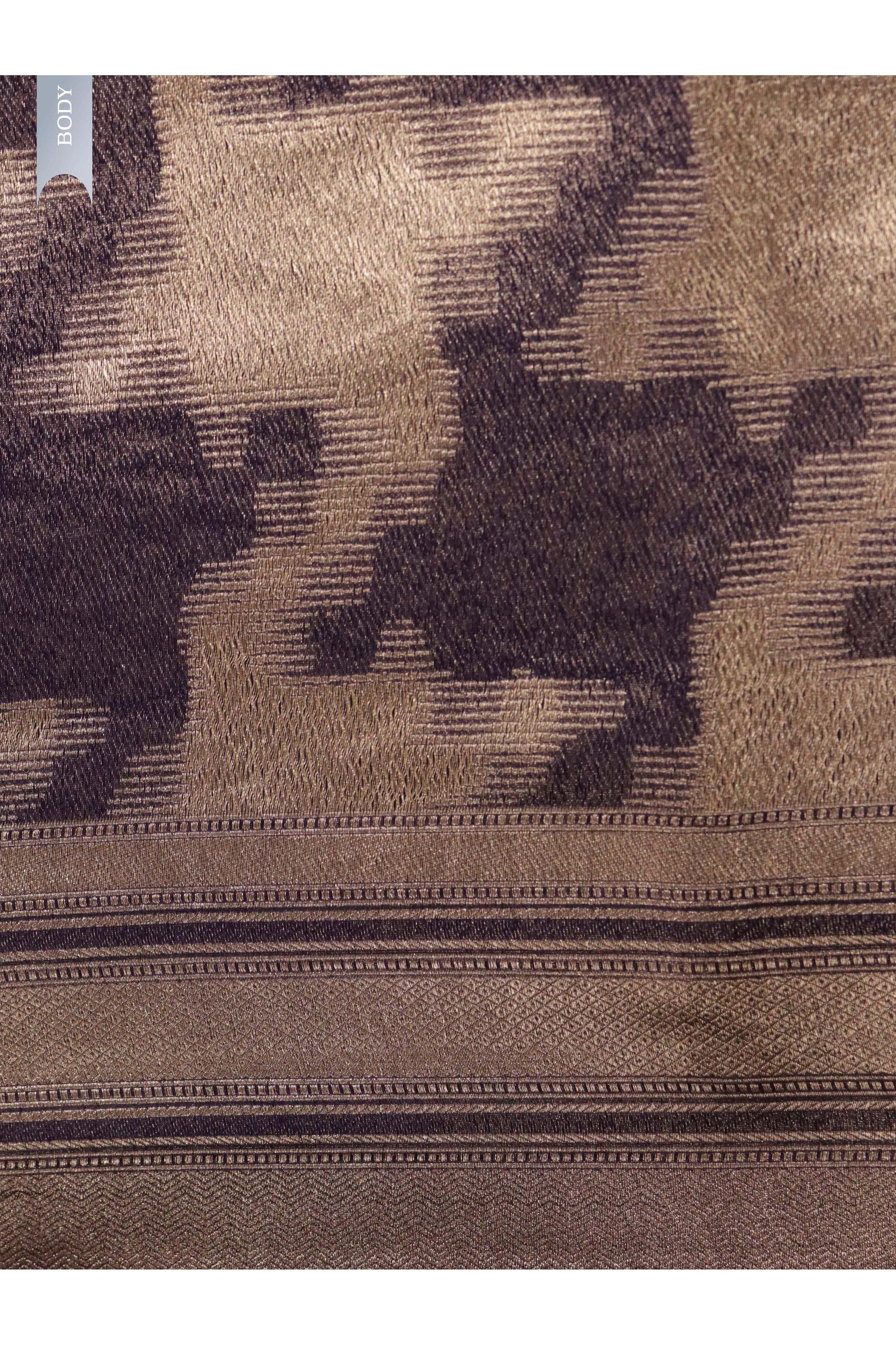 Violet Blue Banarasi Kora Silk Saree with Geometrical Zari Weaving - Mokshaa