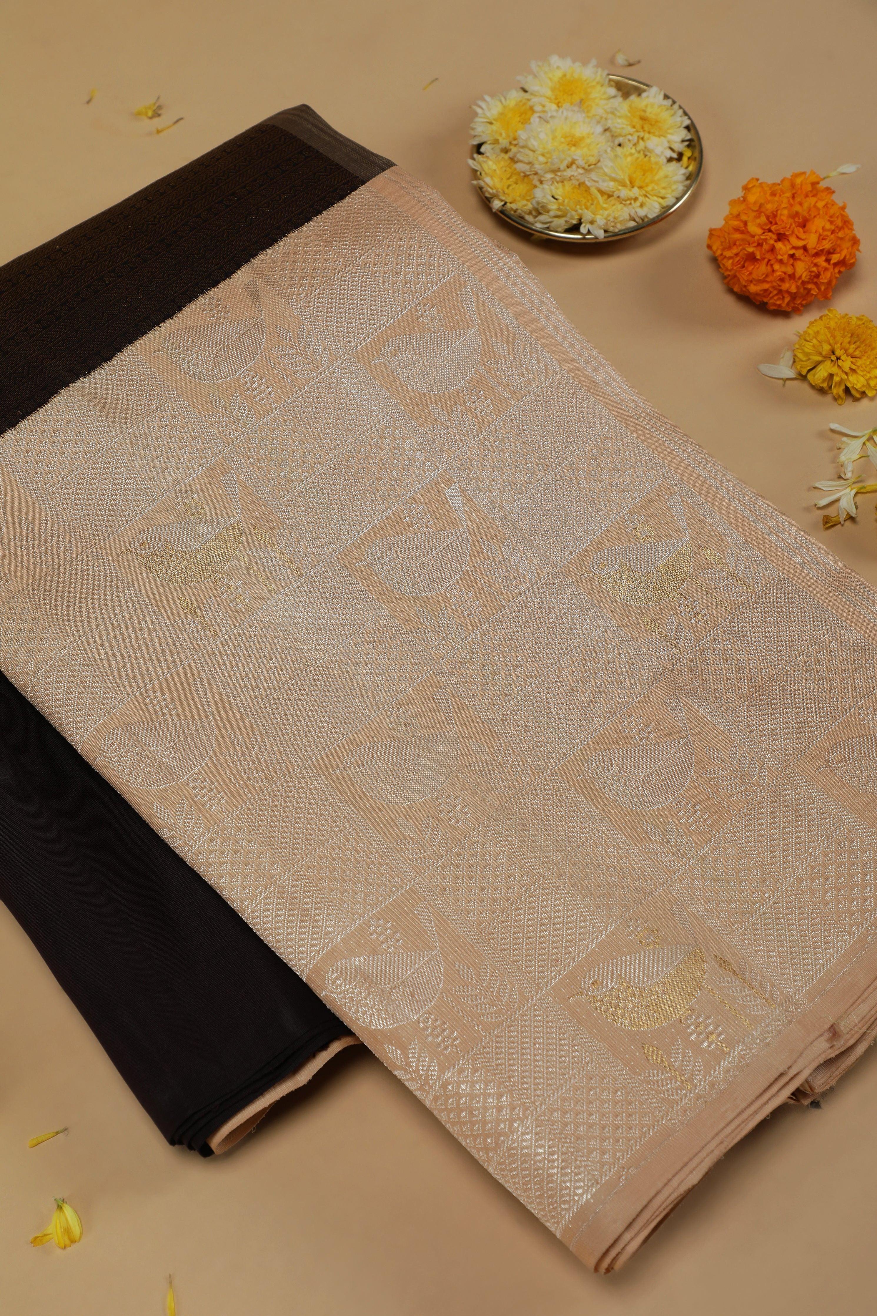 Black Kanchipuram Silk Saree  Mokshaa