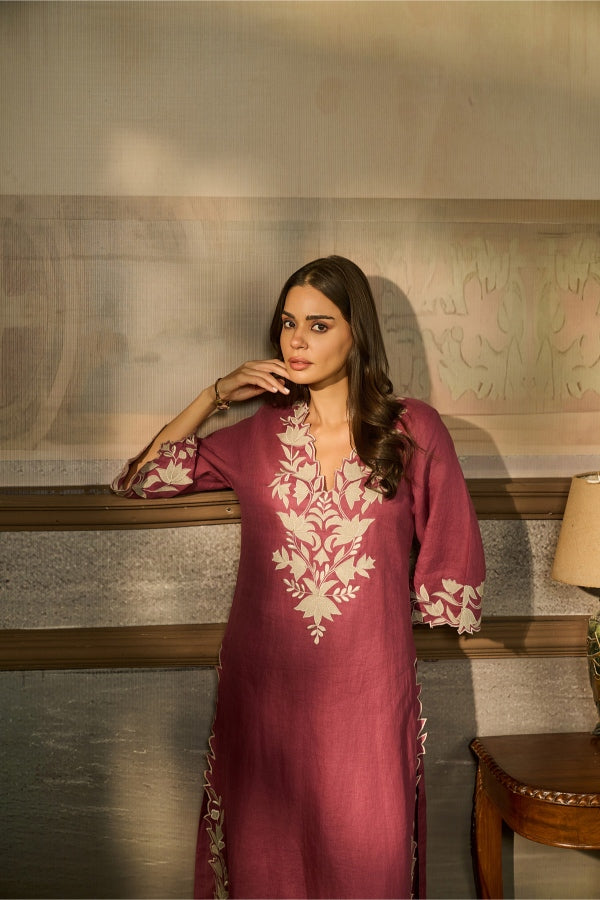 Rose Pink Embroidered Kurta Set