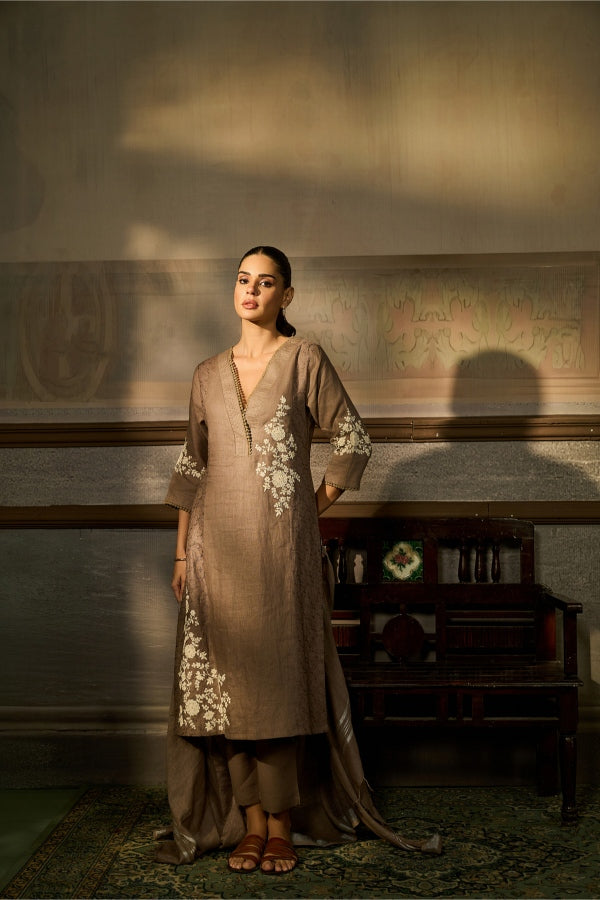 Taupe Brown Printed Salwar Set