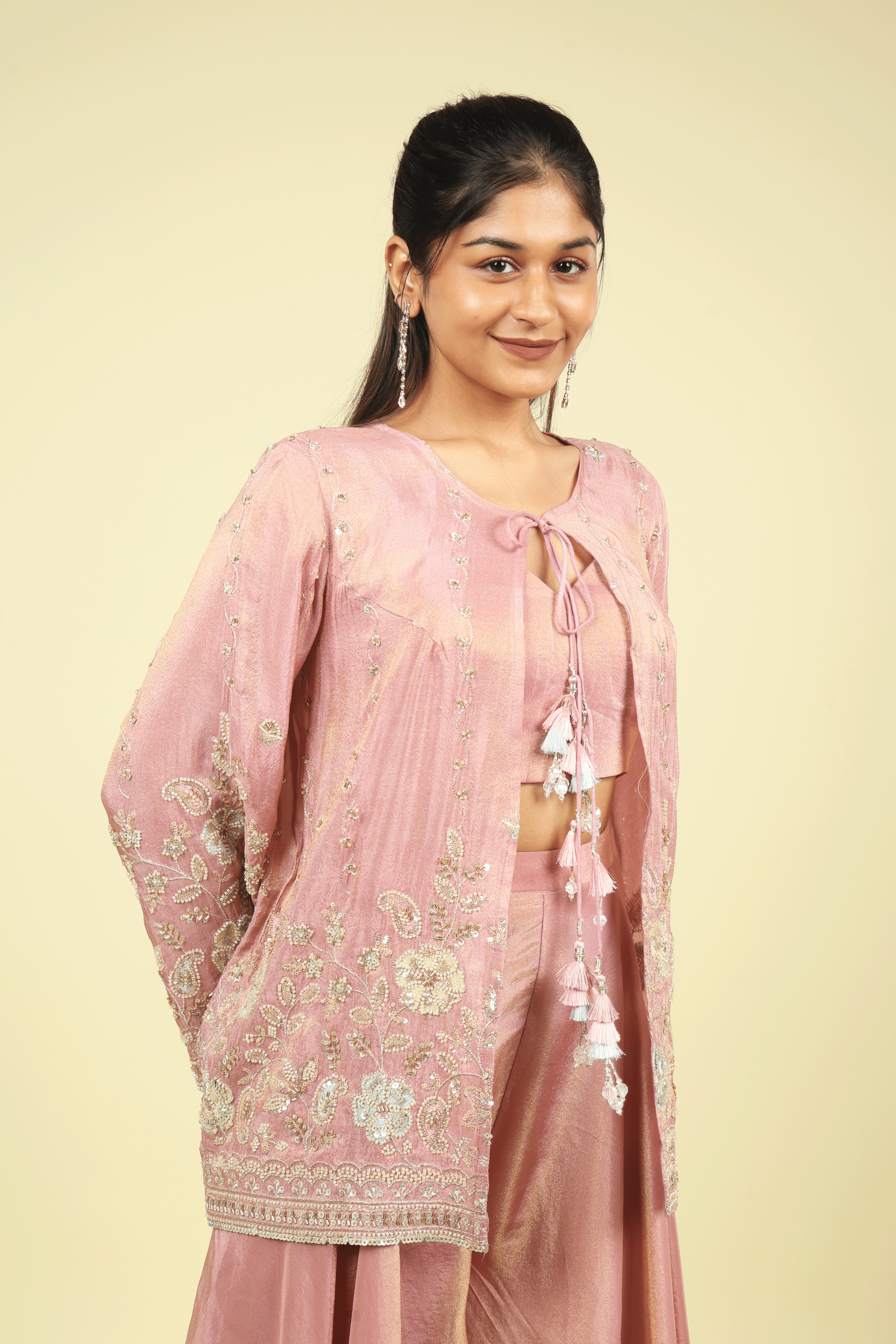 Peach Crush Tissue Cape Set