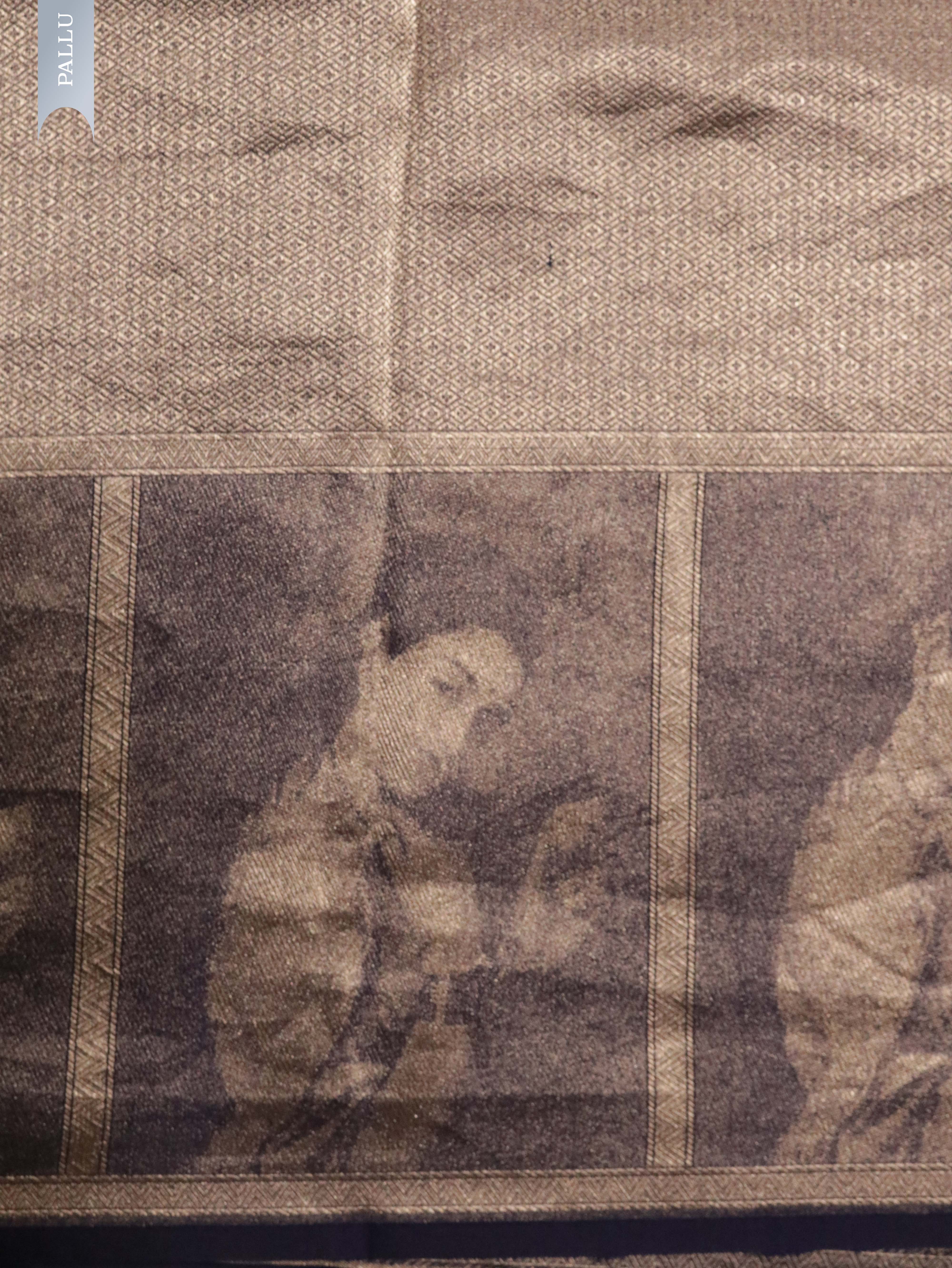 Navy Blue Banarasi Chanderi Silk Saree with All-Over Coins Butta & Digital Weaving**