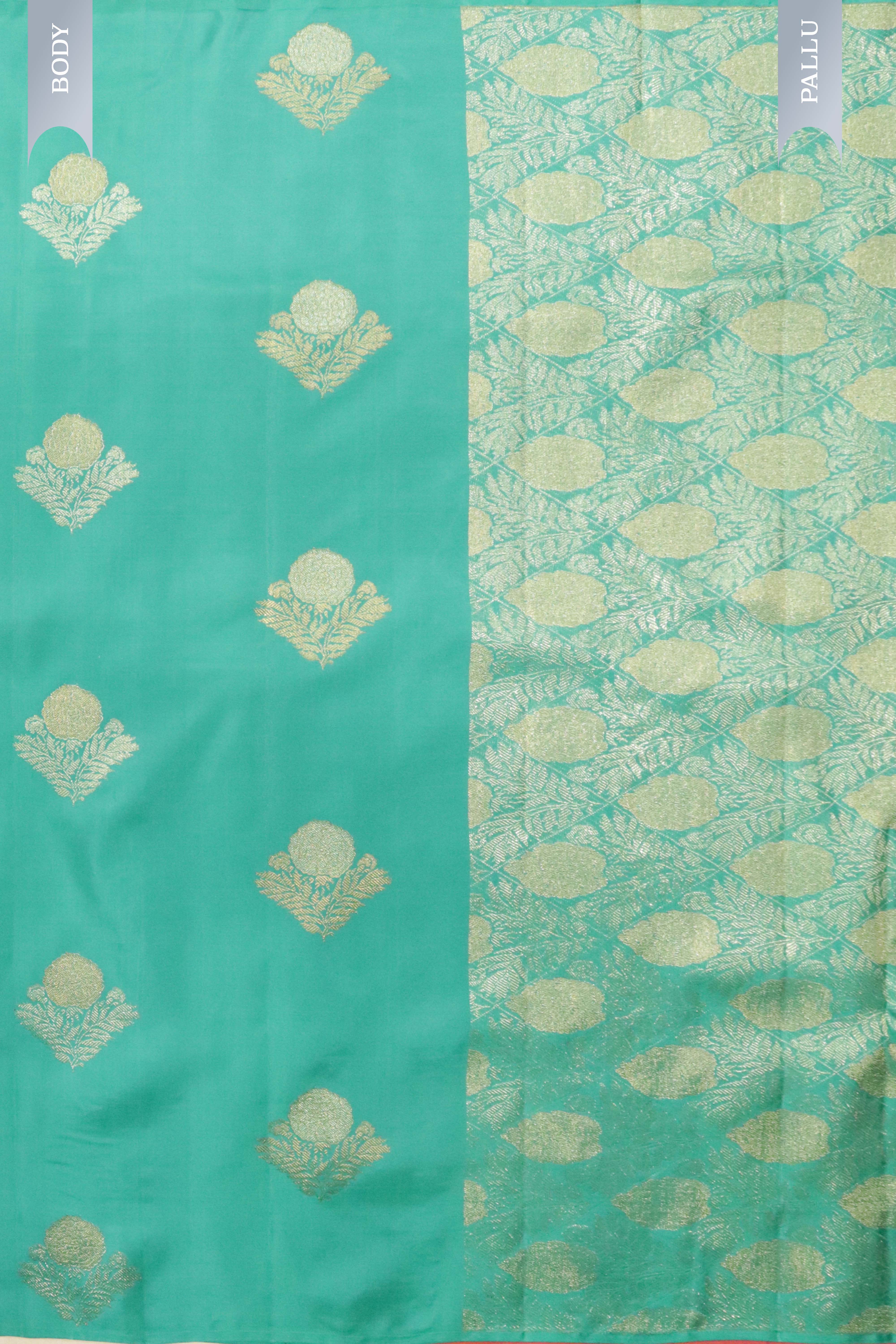Rama Blue Kanchipuram Silk Saree with Gold & Silver Zari Motifs