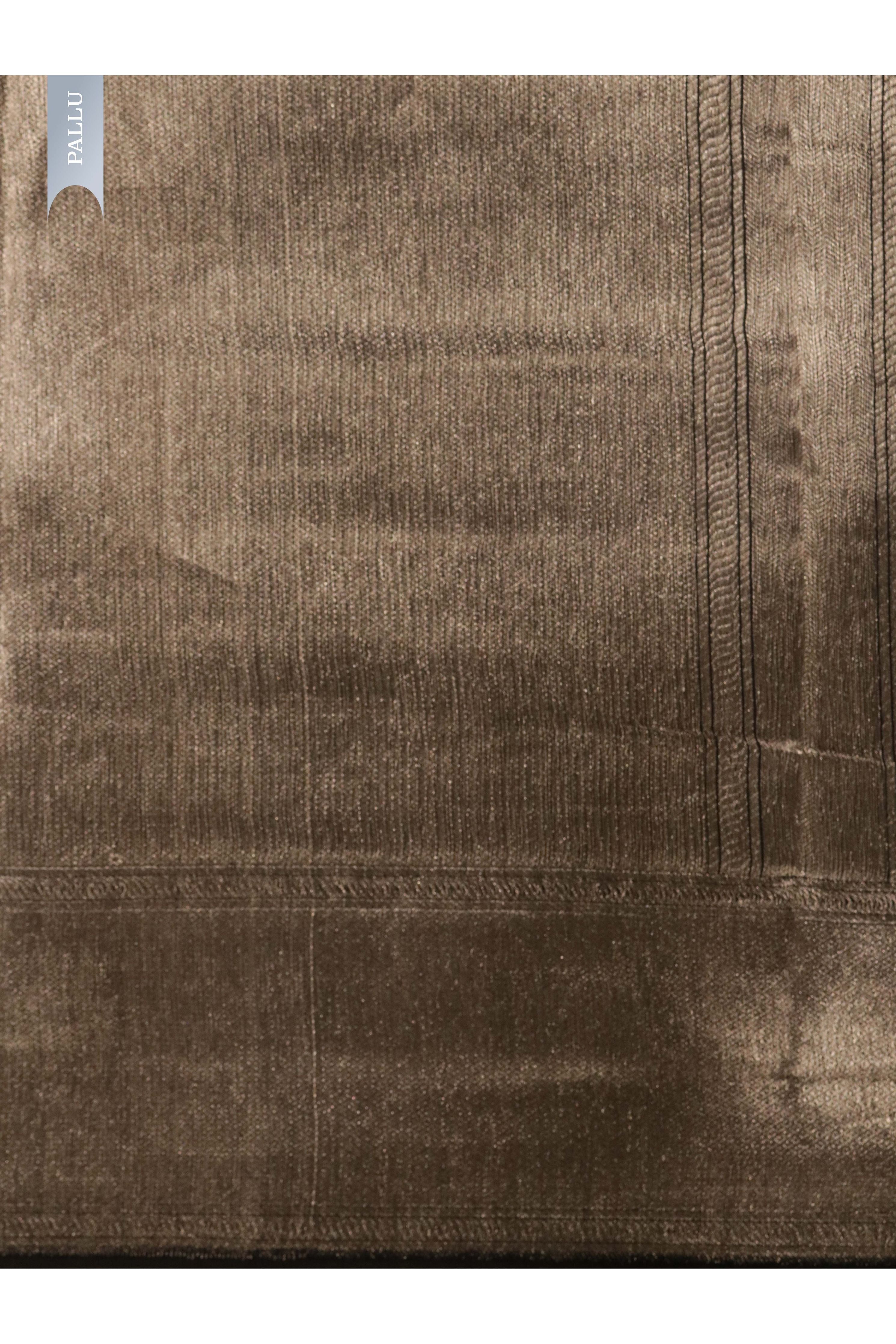 Black Organza Tissue Saree with Geometric Silver Zari Work - Mokshaa