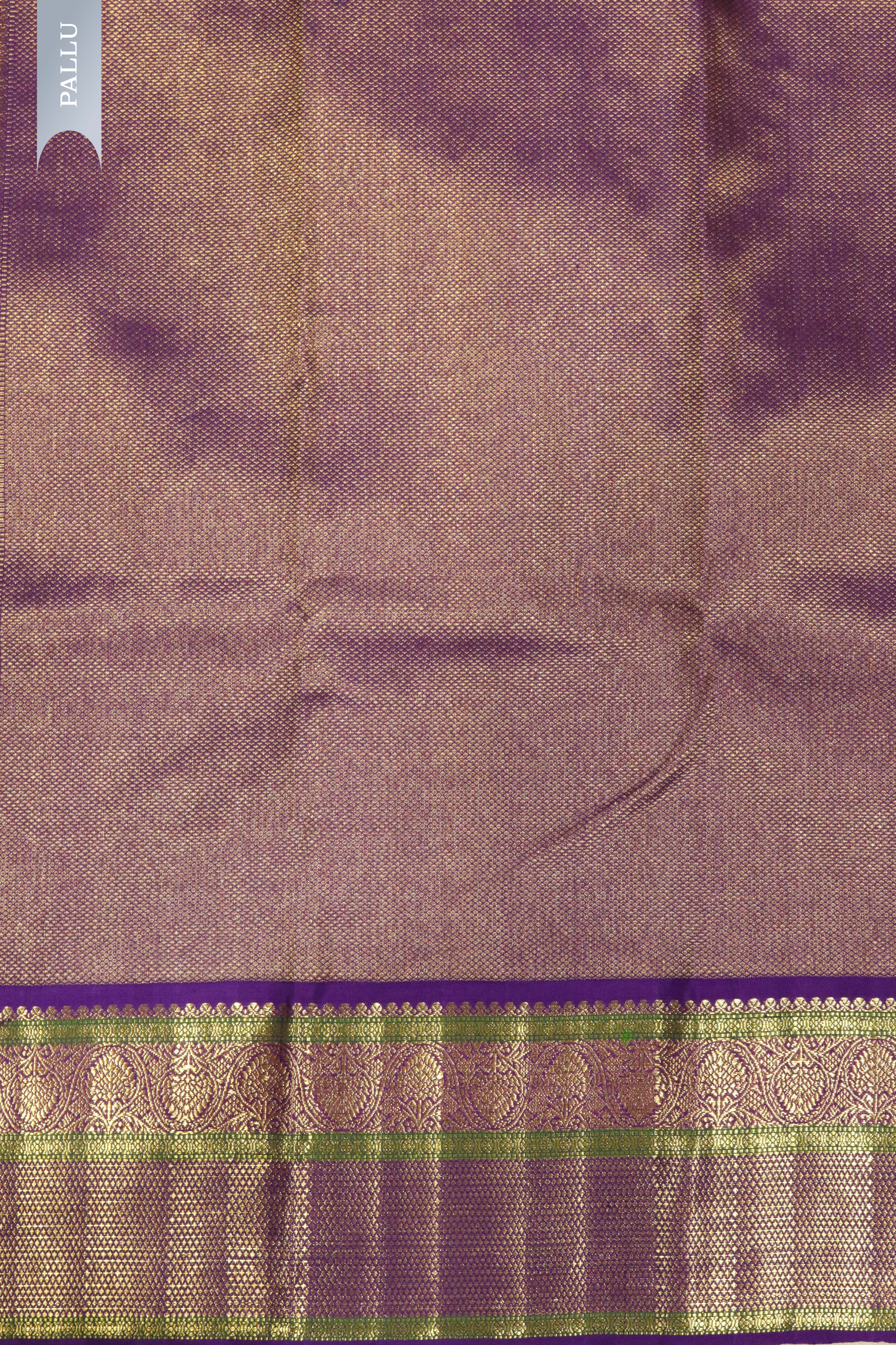 Turquoise Blue Kanchipuram Silk Saree with Zari Stripes, Buttas & Contrast Border