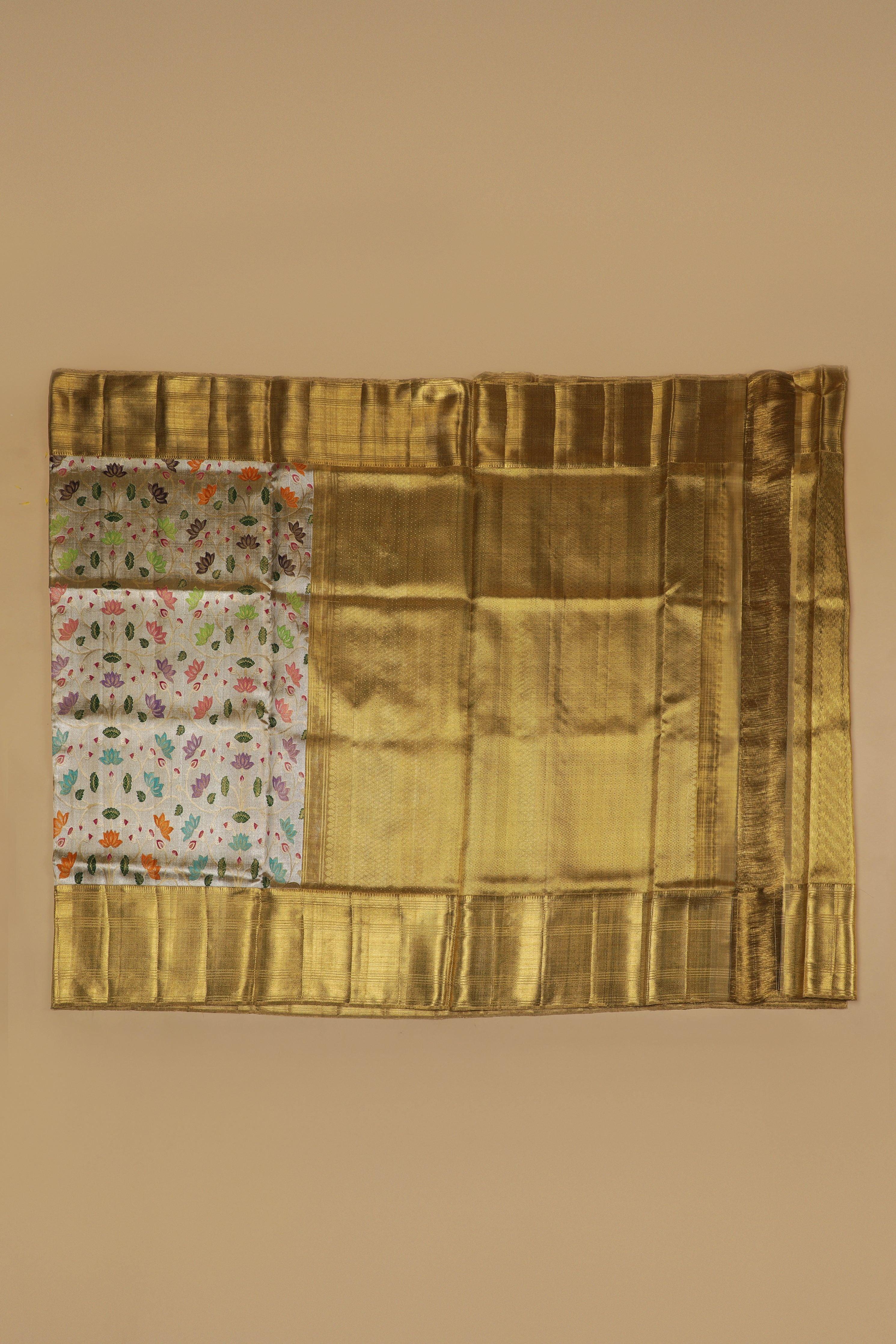 Antique Gold Kanchipuram Silk Saree  Mokshaa
