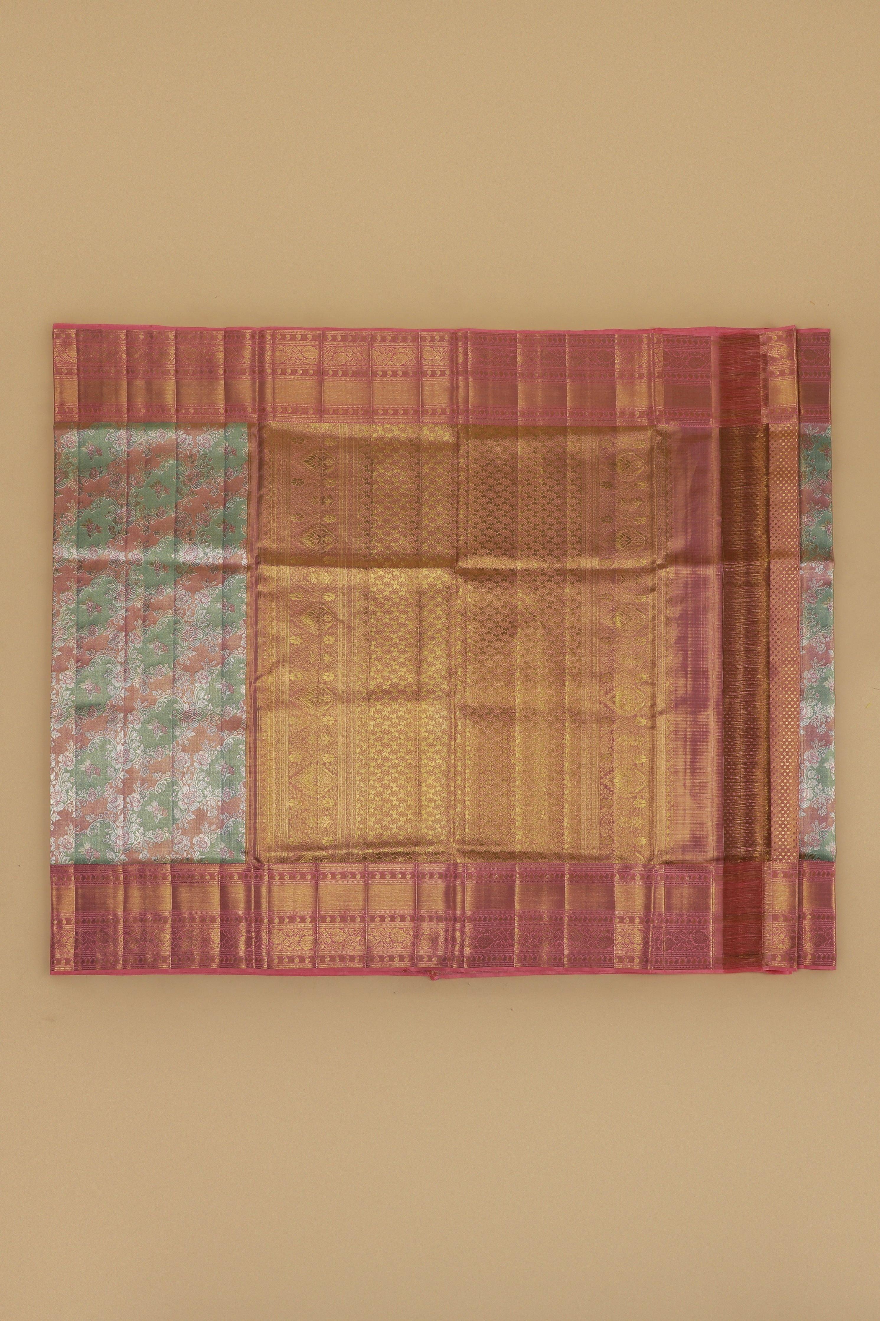 Dual Tone Kanchipuram Tissue Silk Saree  Mokshaa