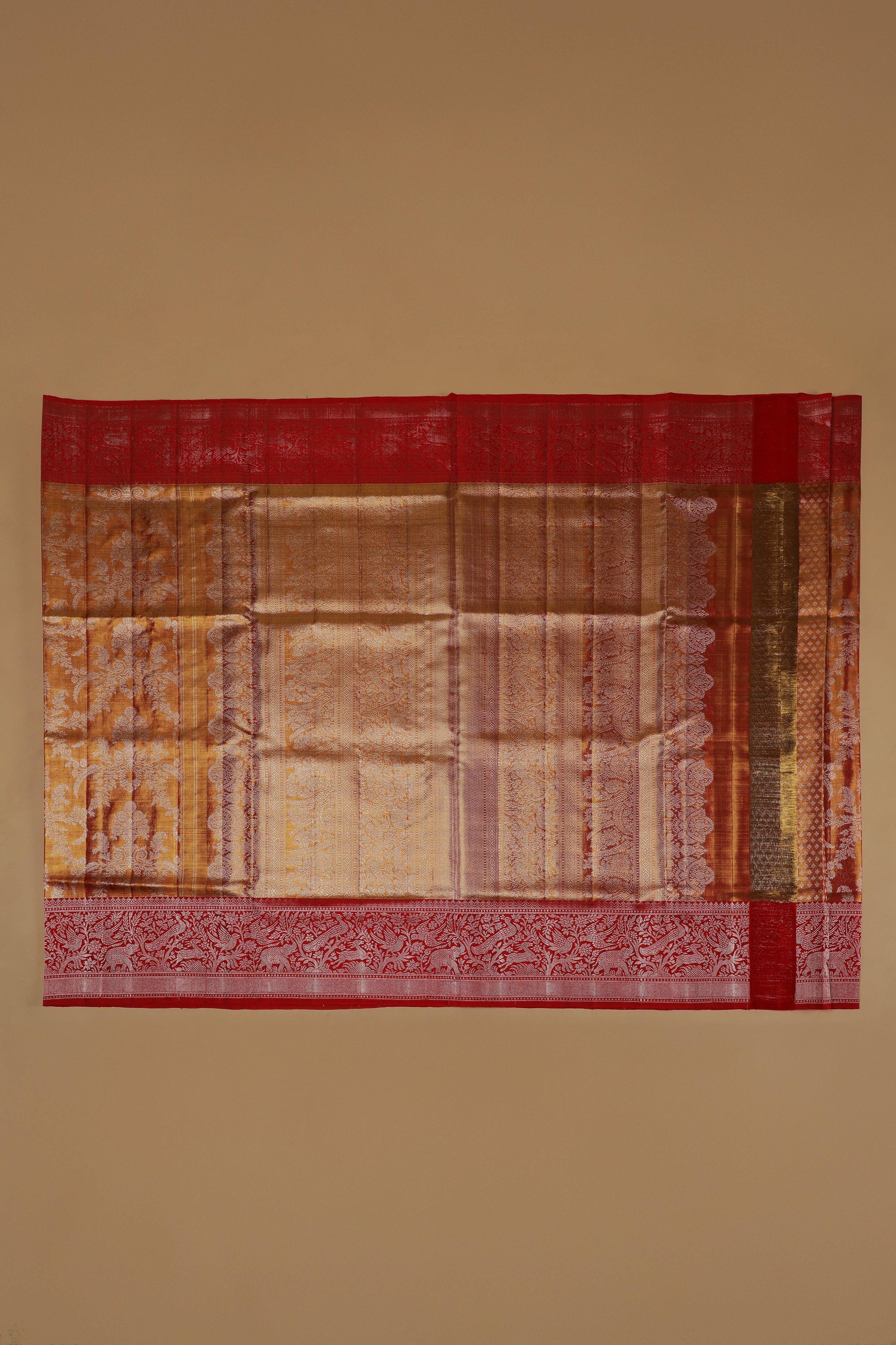 Burnt Gold Kanchipuram Silk Saree  Mokshaa