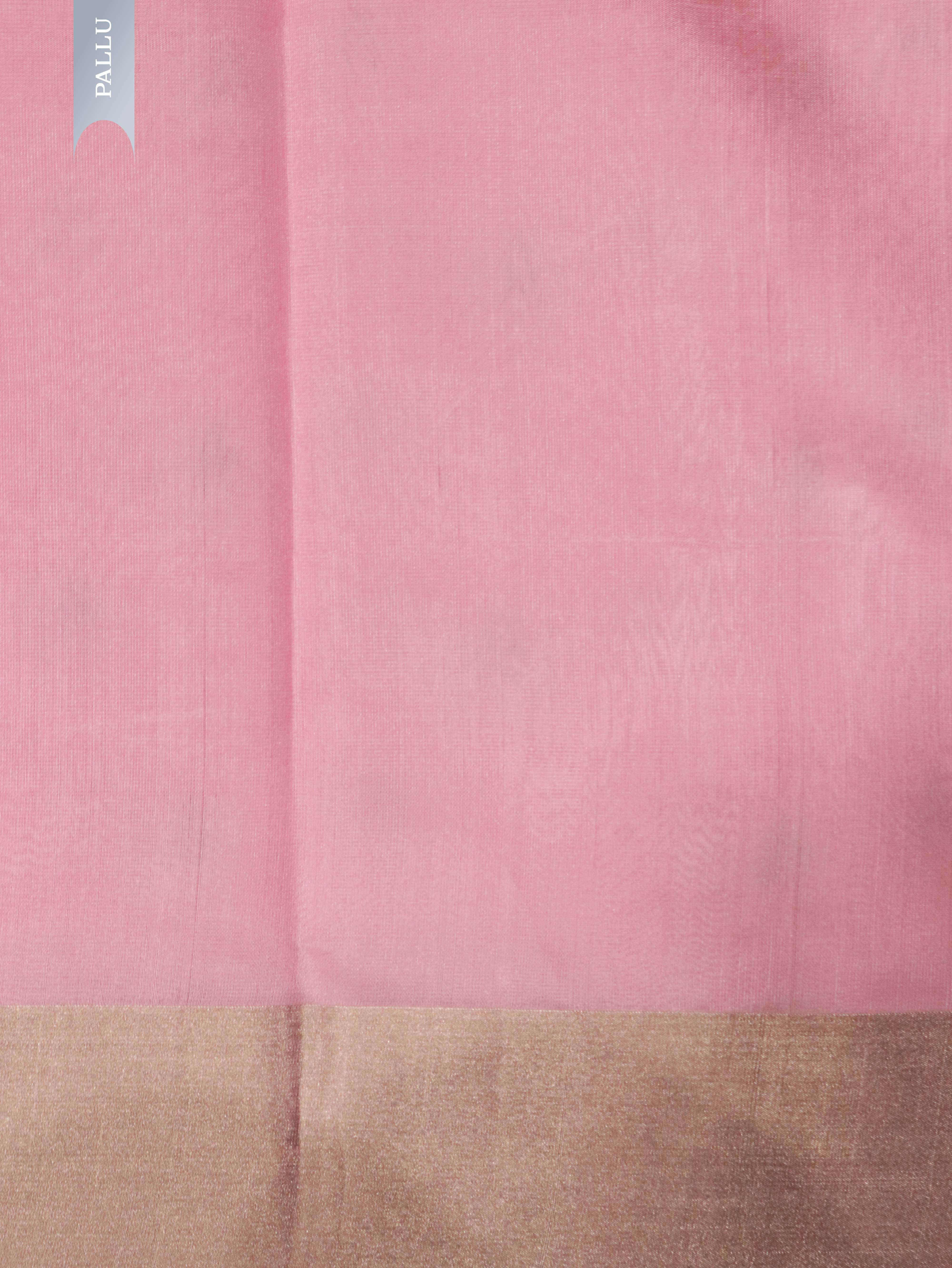 Baby Pink Banarasi Chanderi Silk Saree with Silver & Thread Motifs