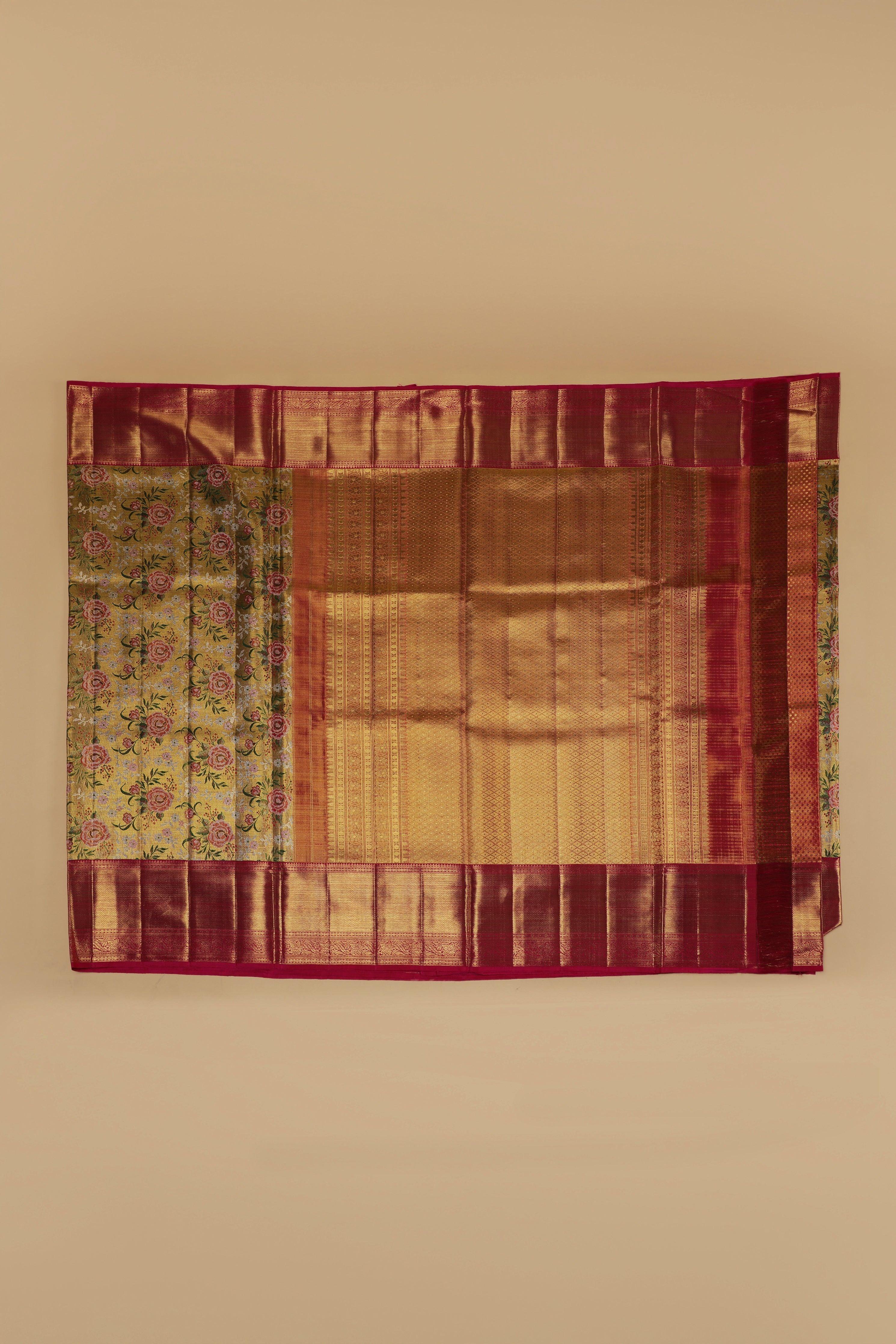 Antique Rose Gold Kanchipuram Silk Saree (Copy)  Mokshaa