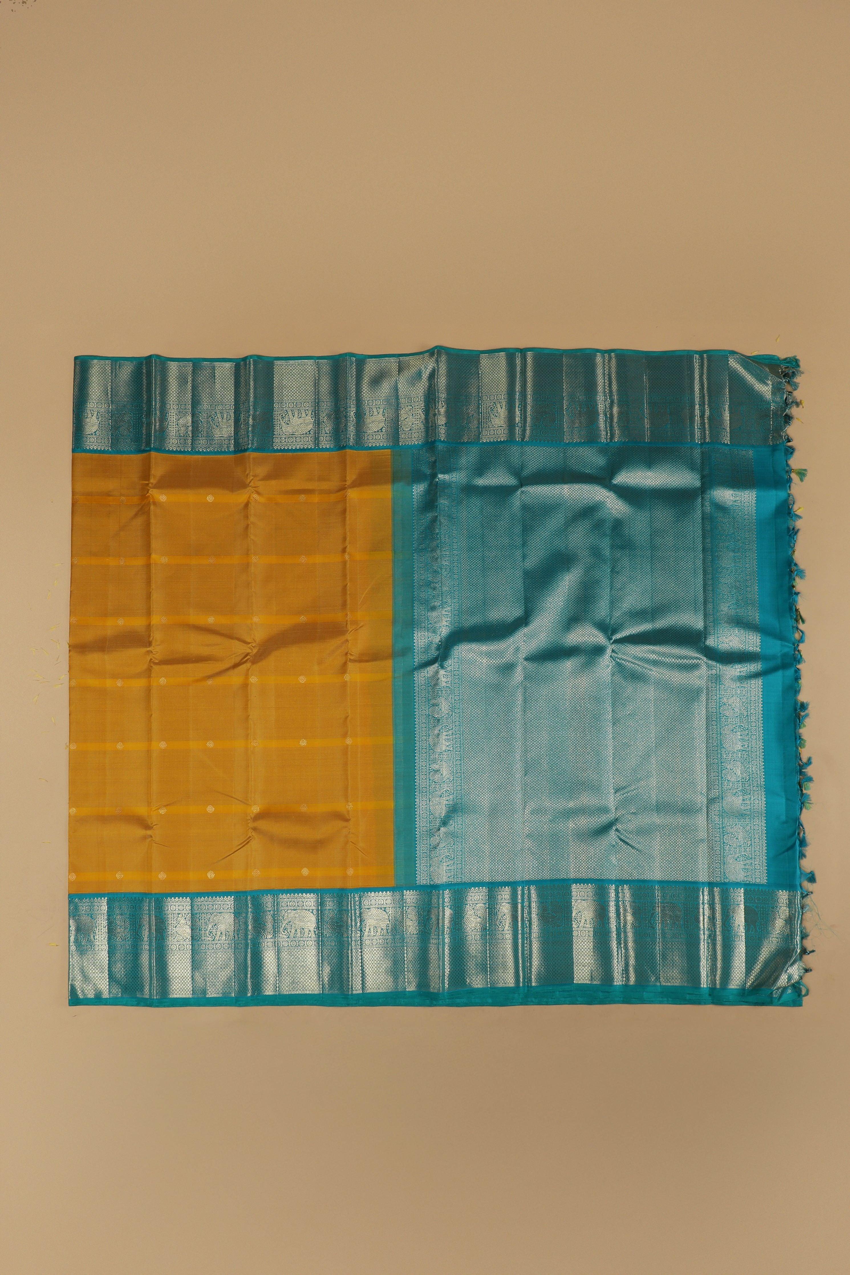 Teal Blue Kanchipuram Silk Saree (Copy)  Mokshaa