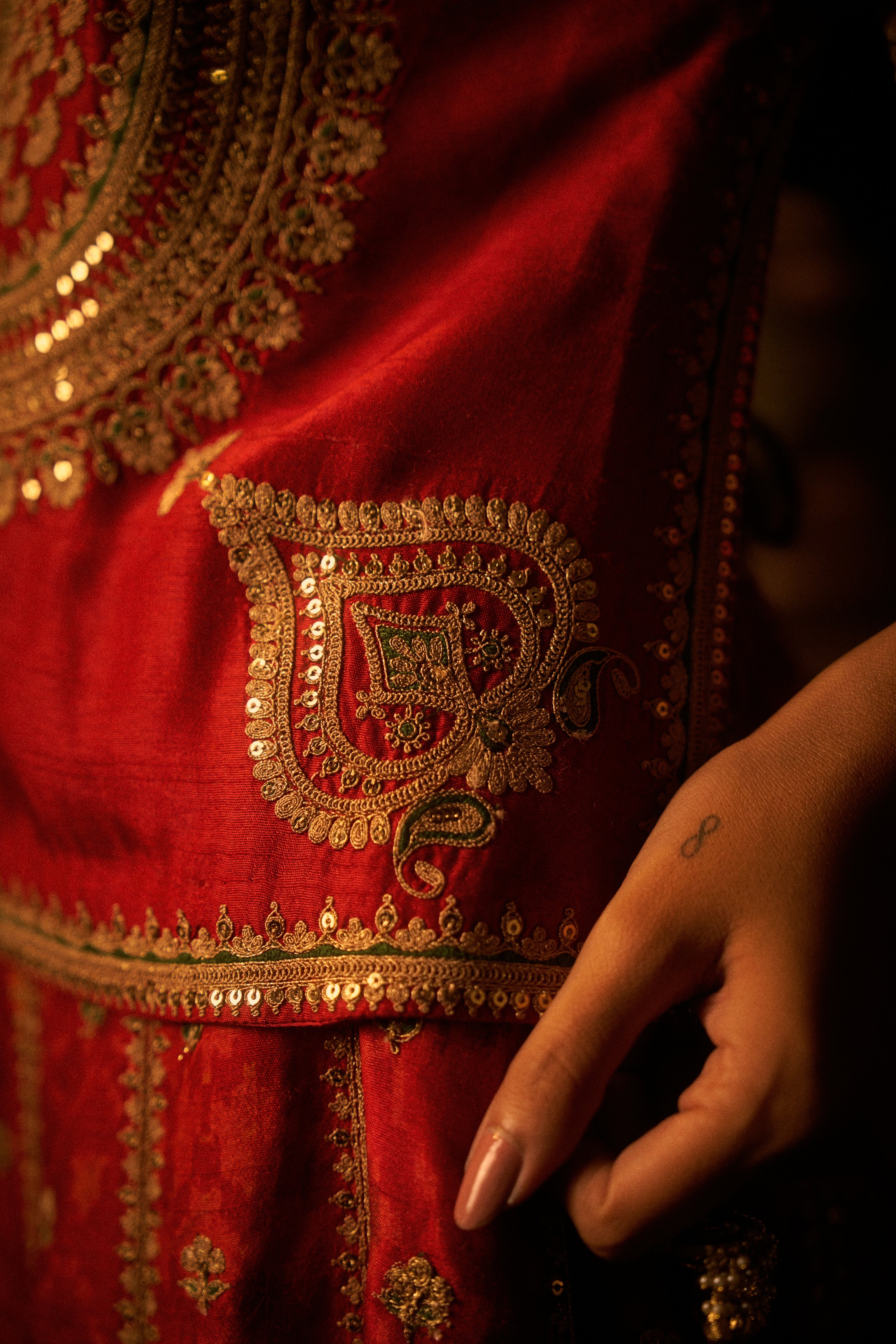 Red Silk Indo-western Set