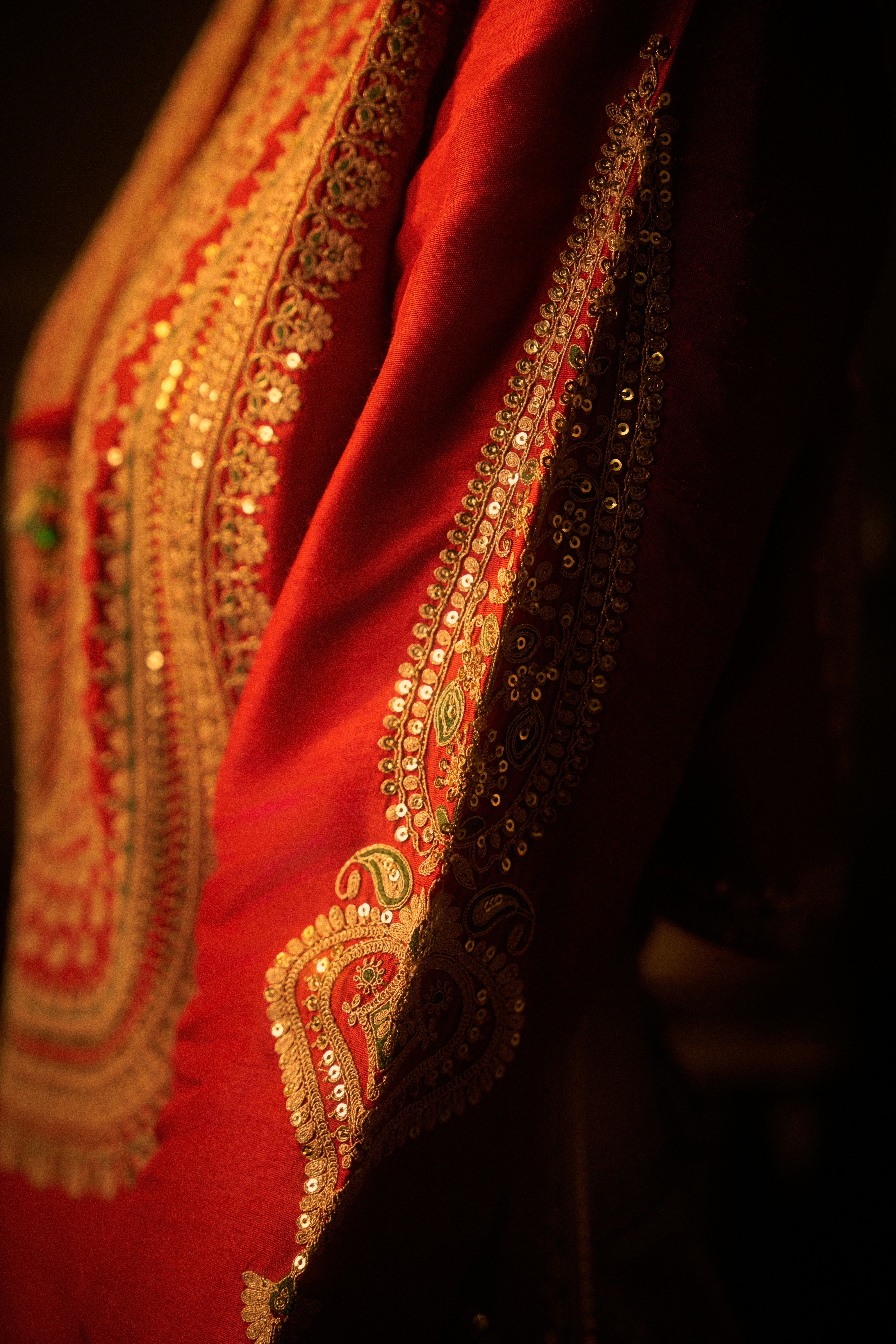 Red Silk Indo-western Set