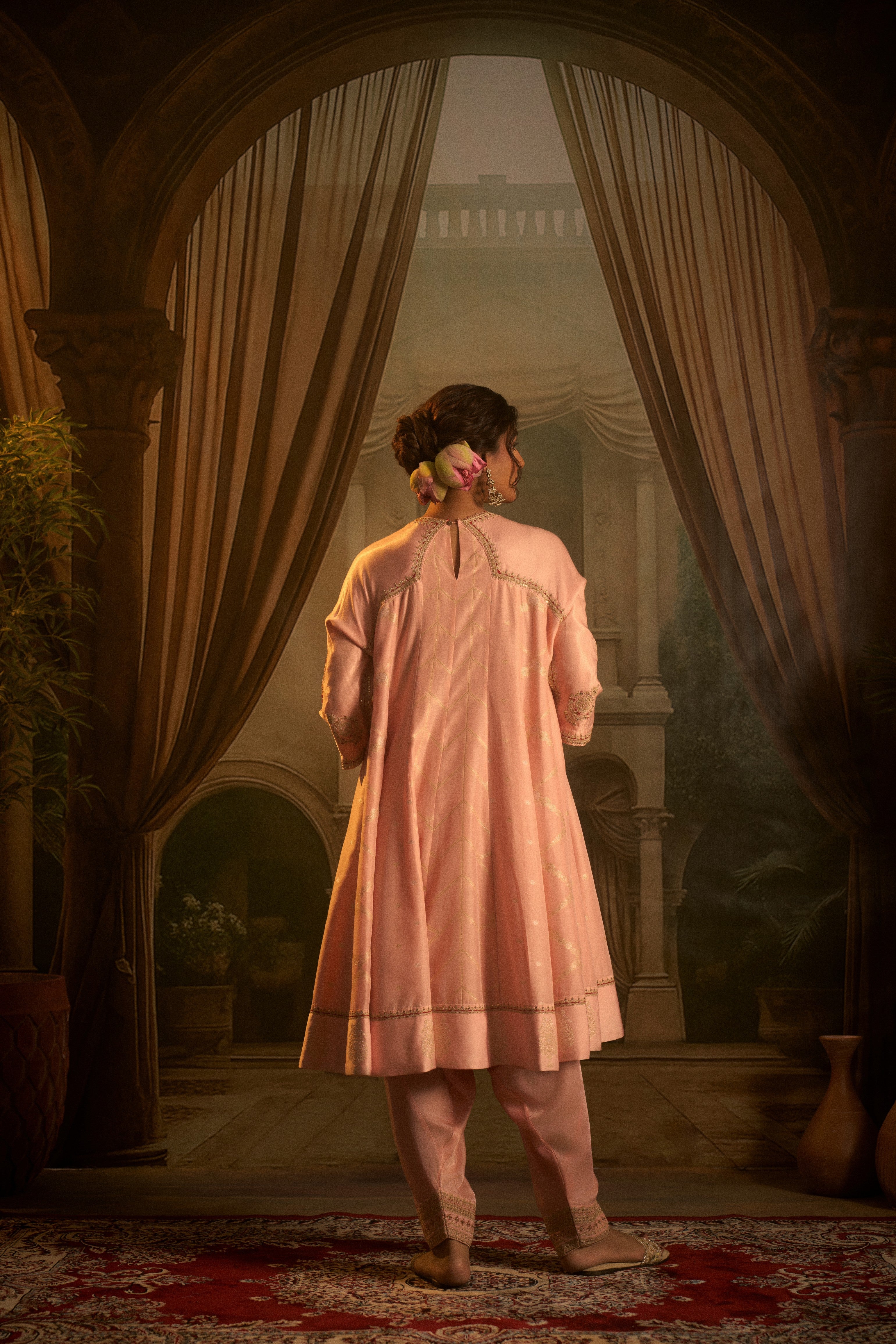 Blush Pink Embroidered Short Anarkali Salwar Set