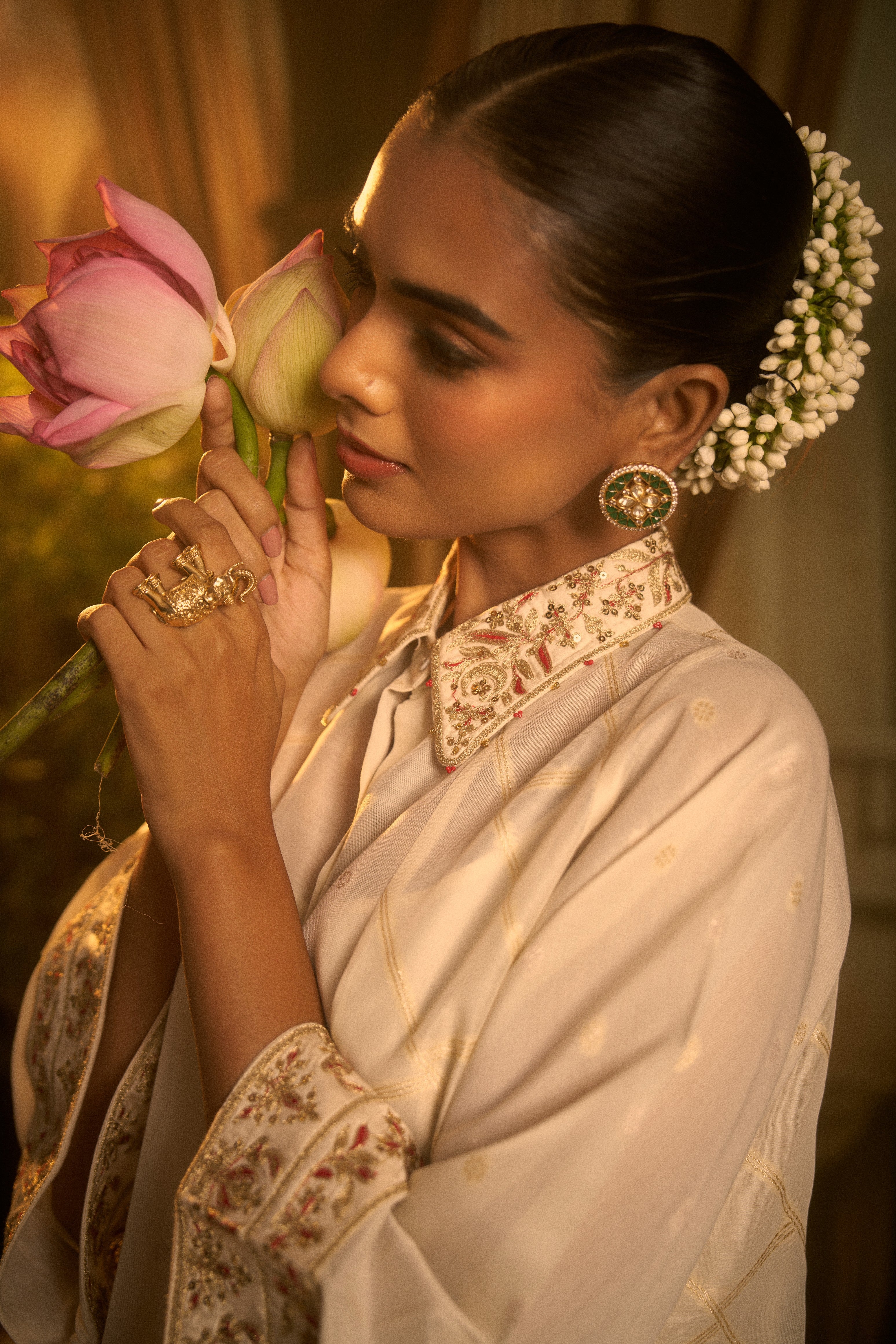 Ivory Embroidered Co-ord Set with Flared Pants