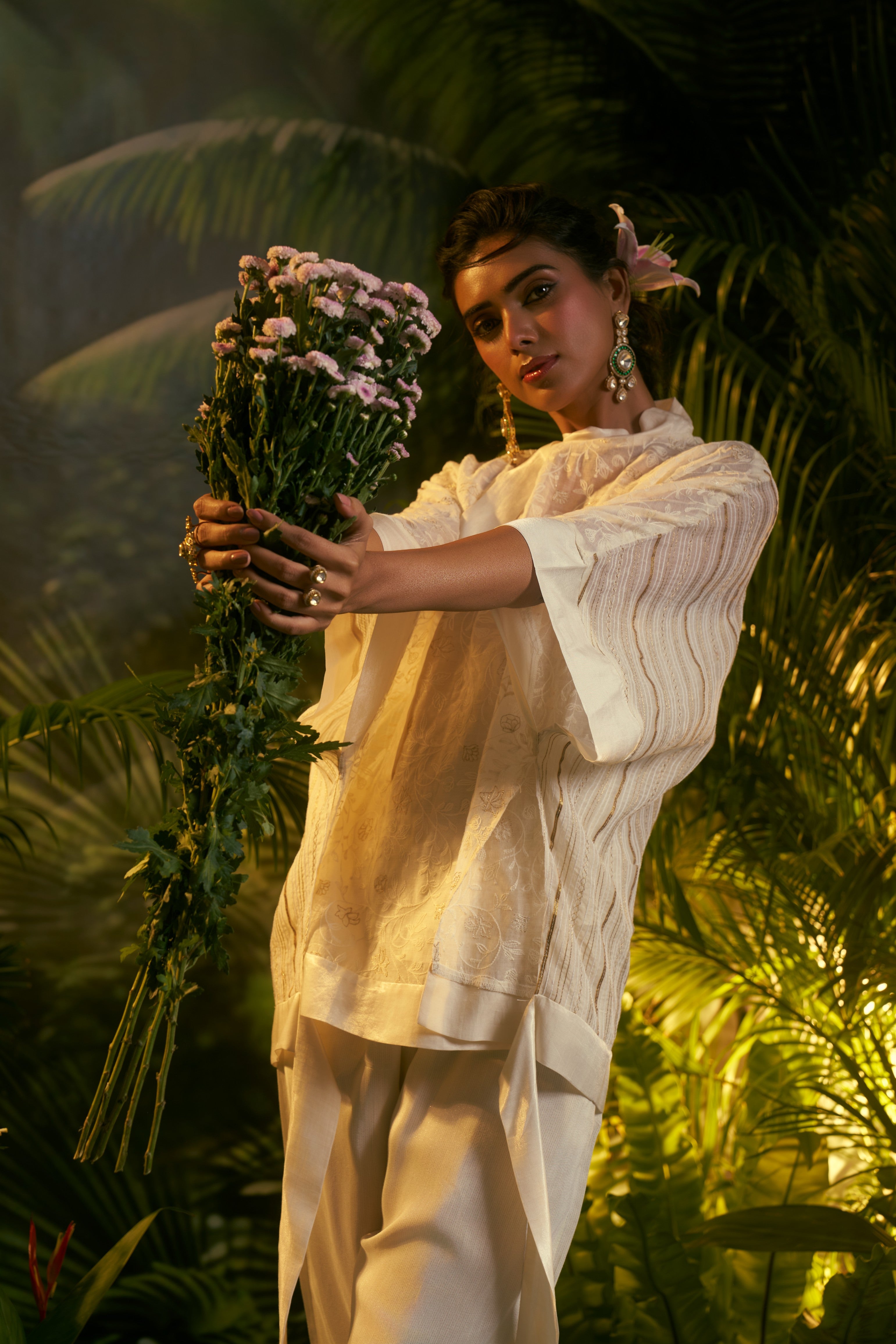 Ivory Embroidered Poncho Top