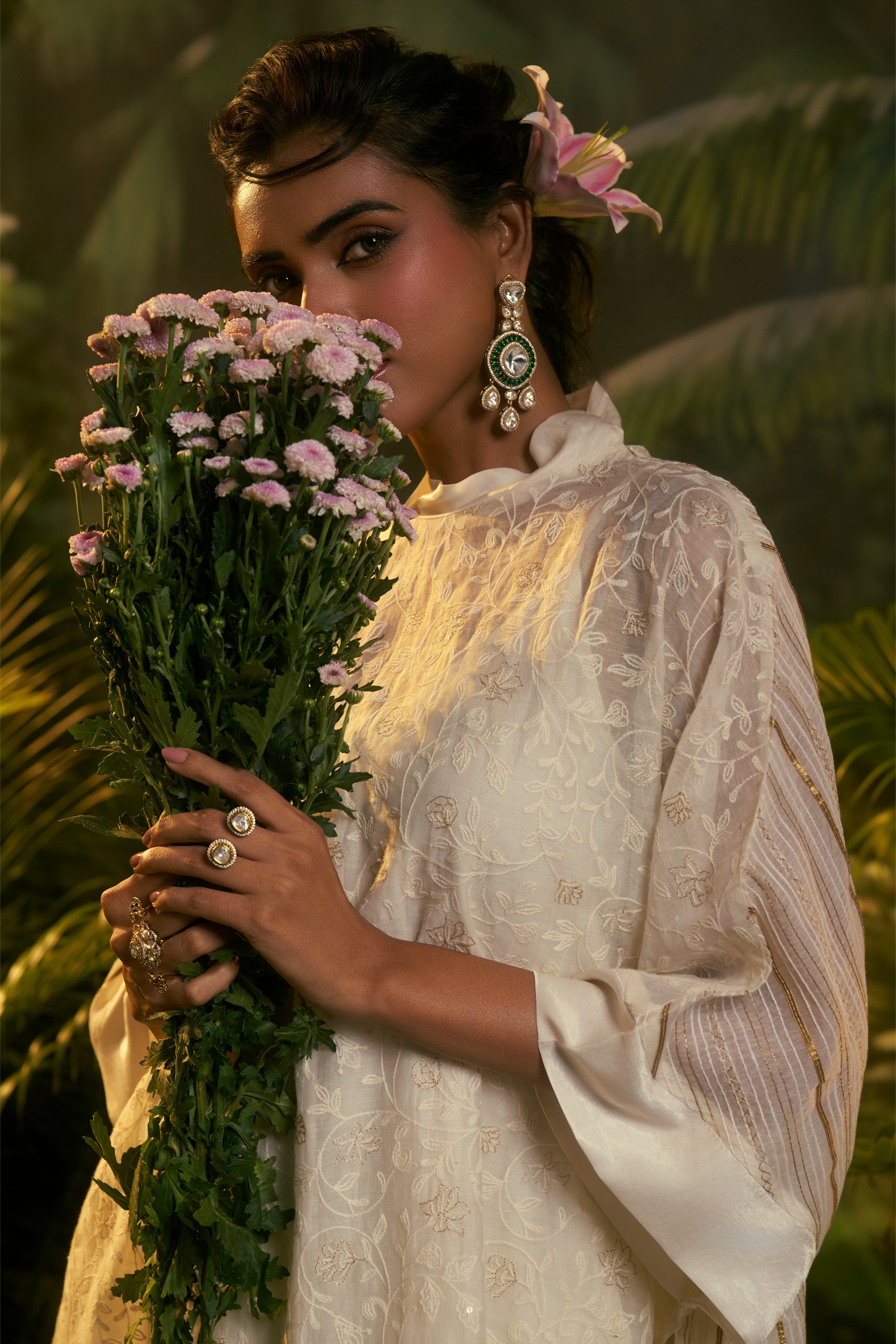 Ivory Embroidered Poncho Top