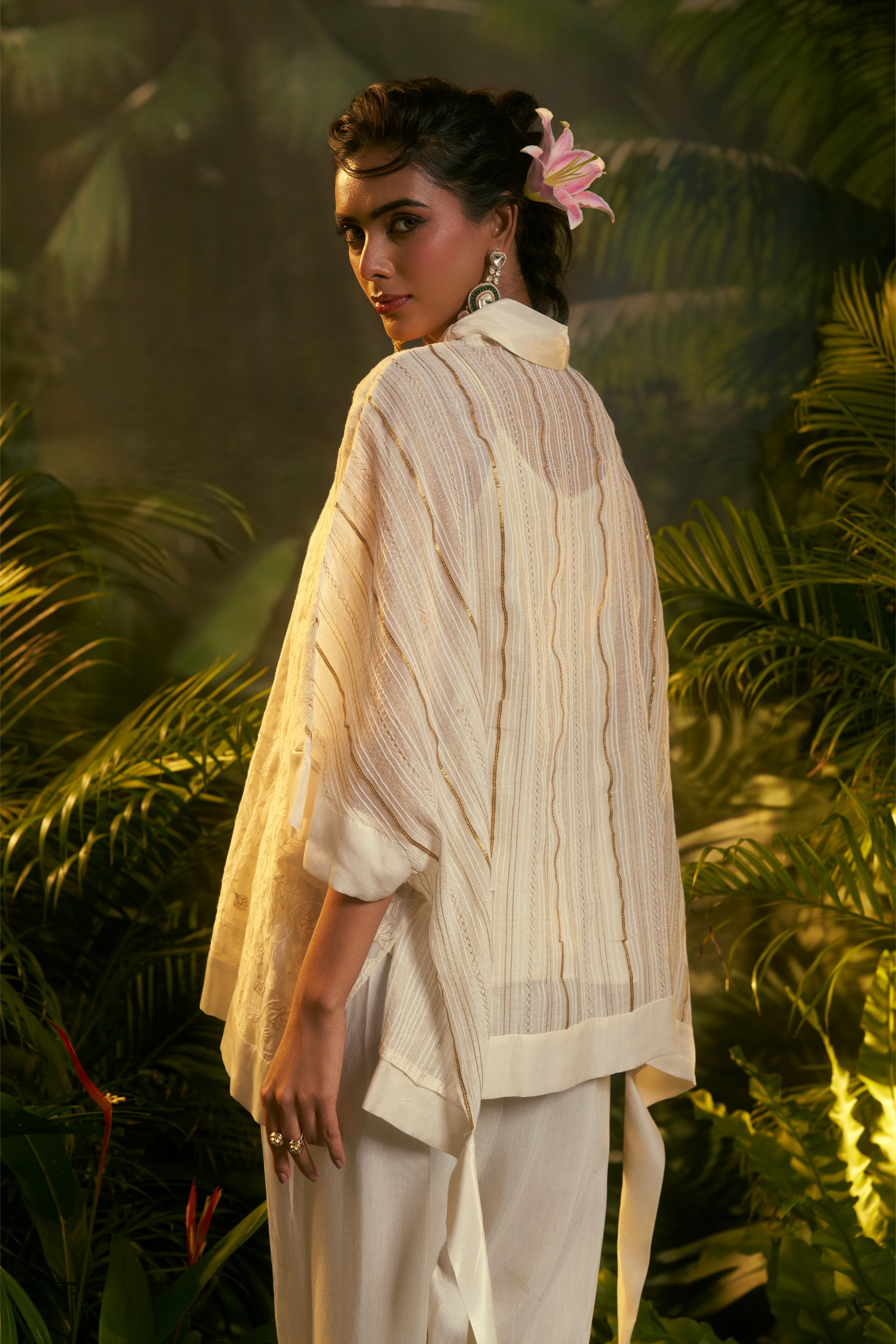 Ivory Embroidered Poncho Top