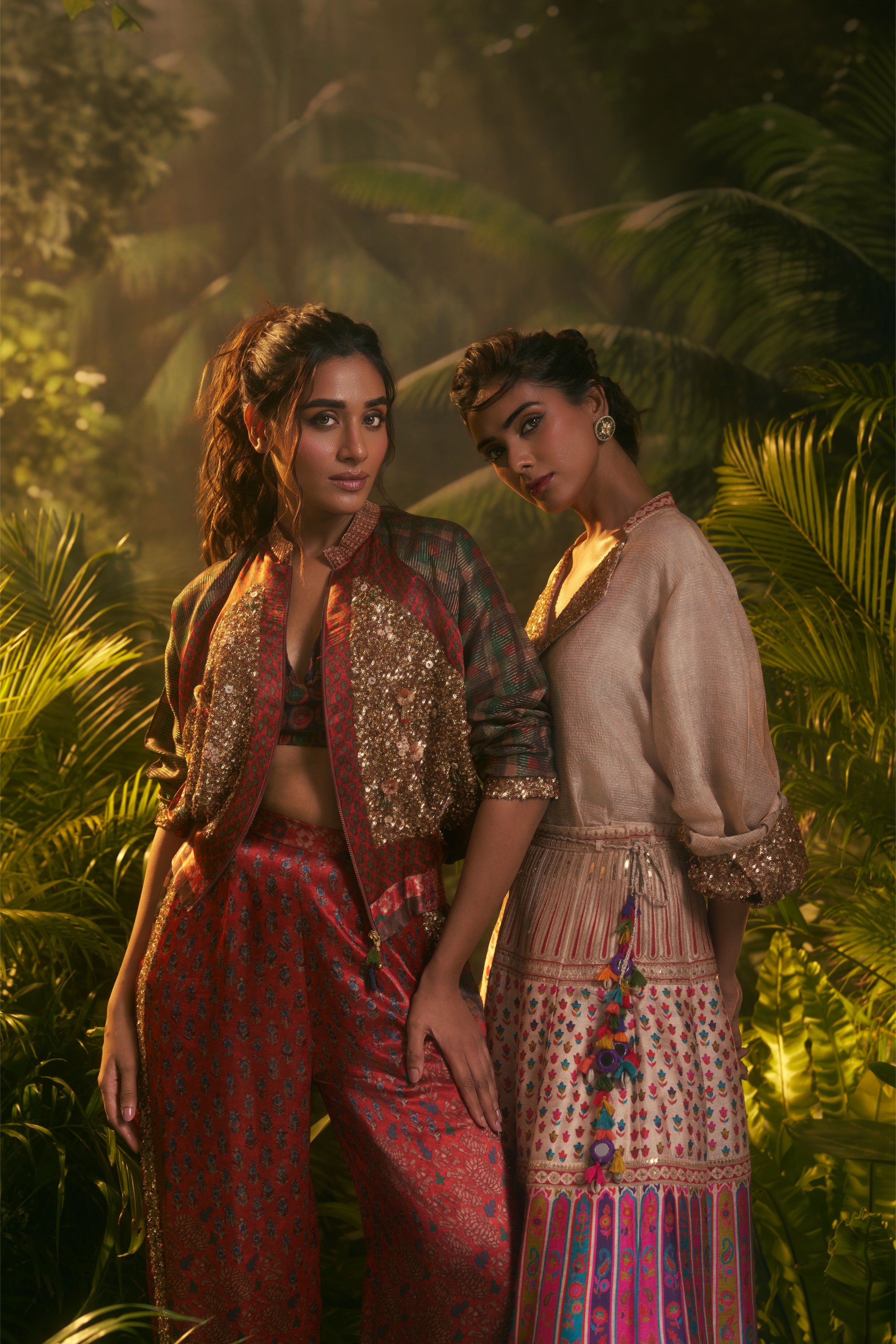 Gold Silk Shirt and Skirt Set