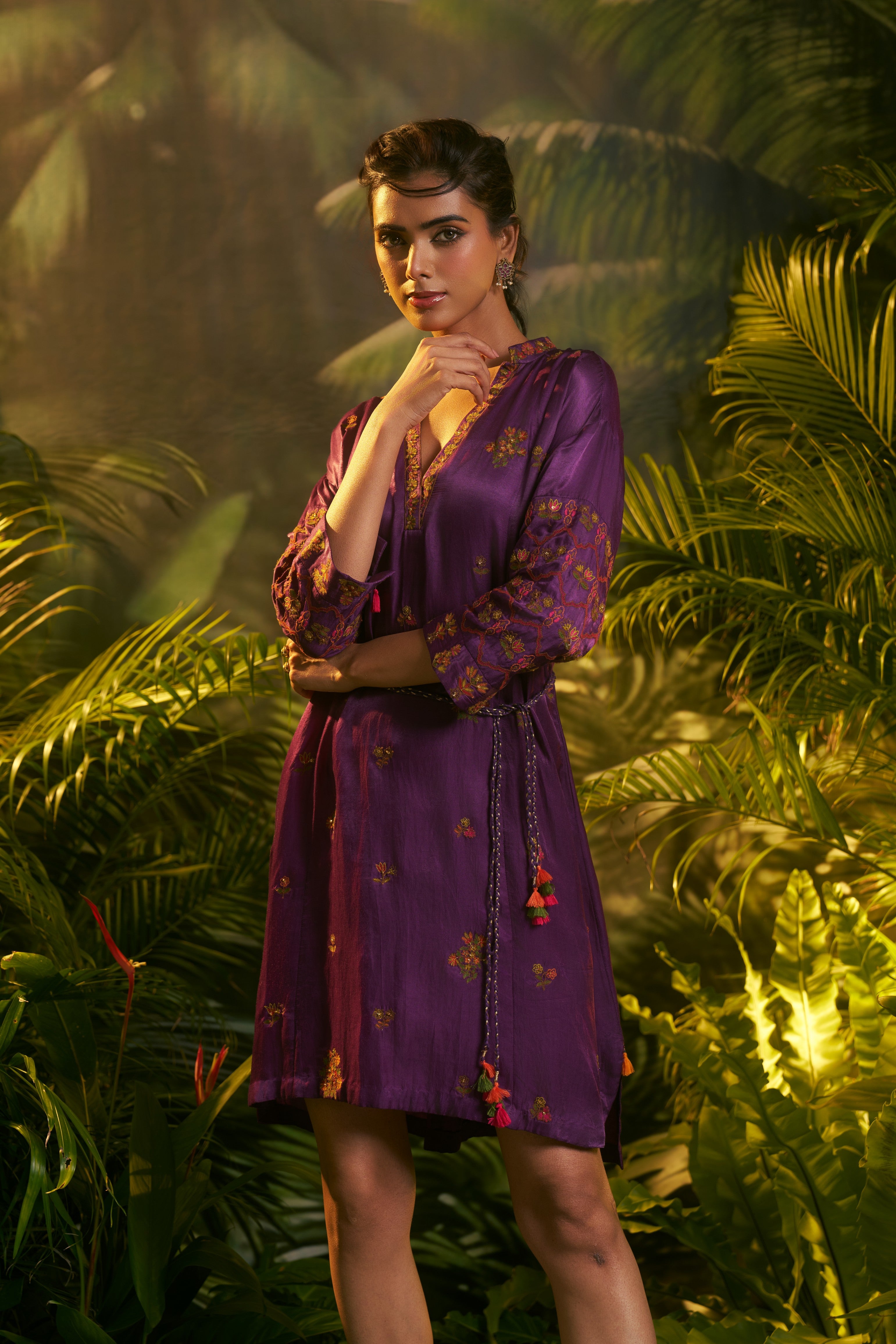 Purple embroidered Co-ord Set