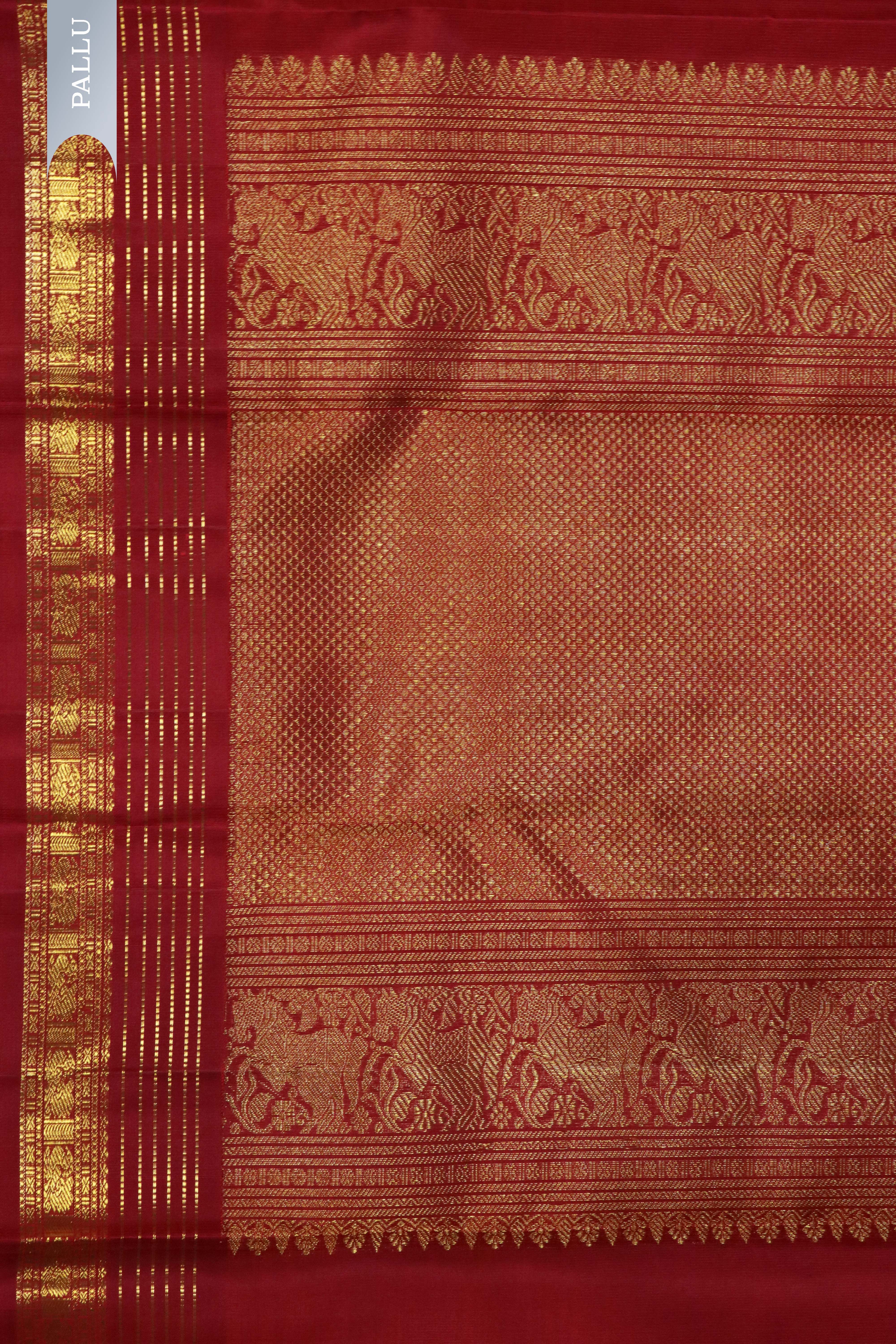 Royal Blue Kanchipuram Silk Saree with Zari Stripes and Contrast Border