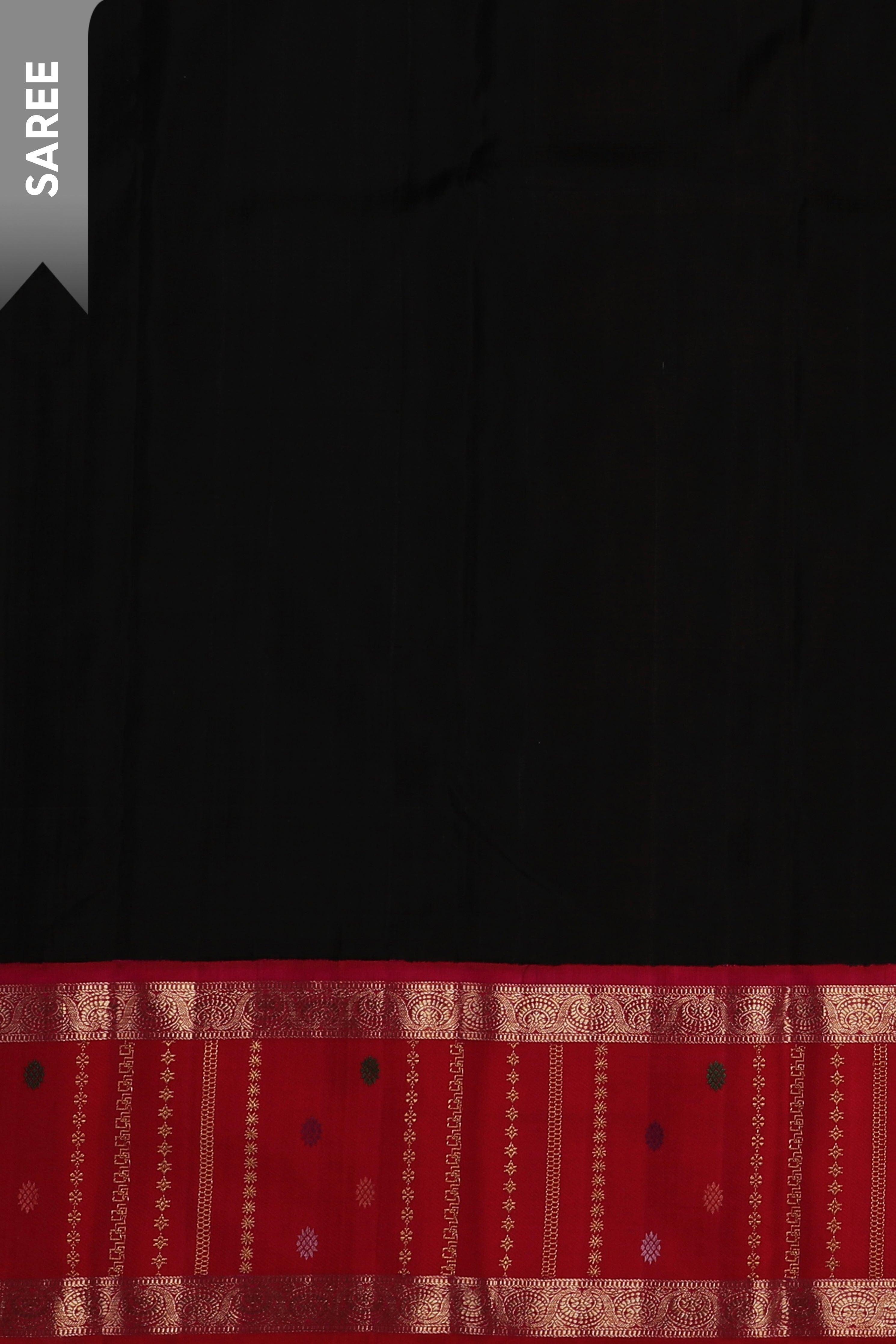 Black With Pink Kanchipuram Silk Saree  Mokshaa