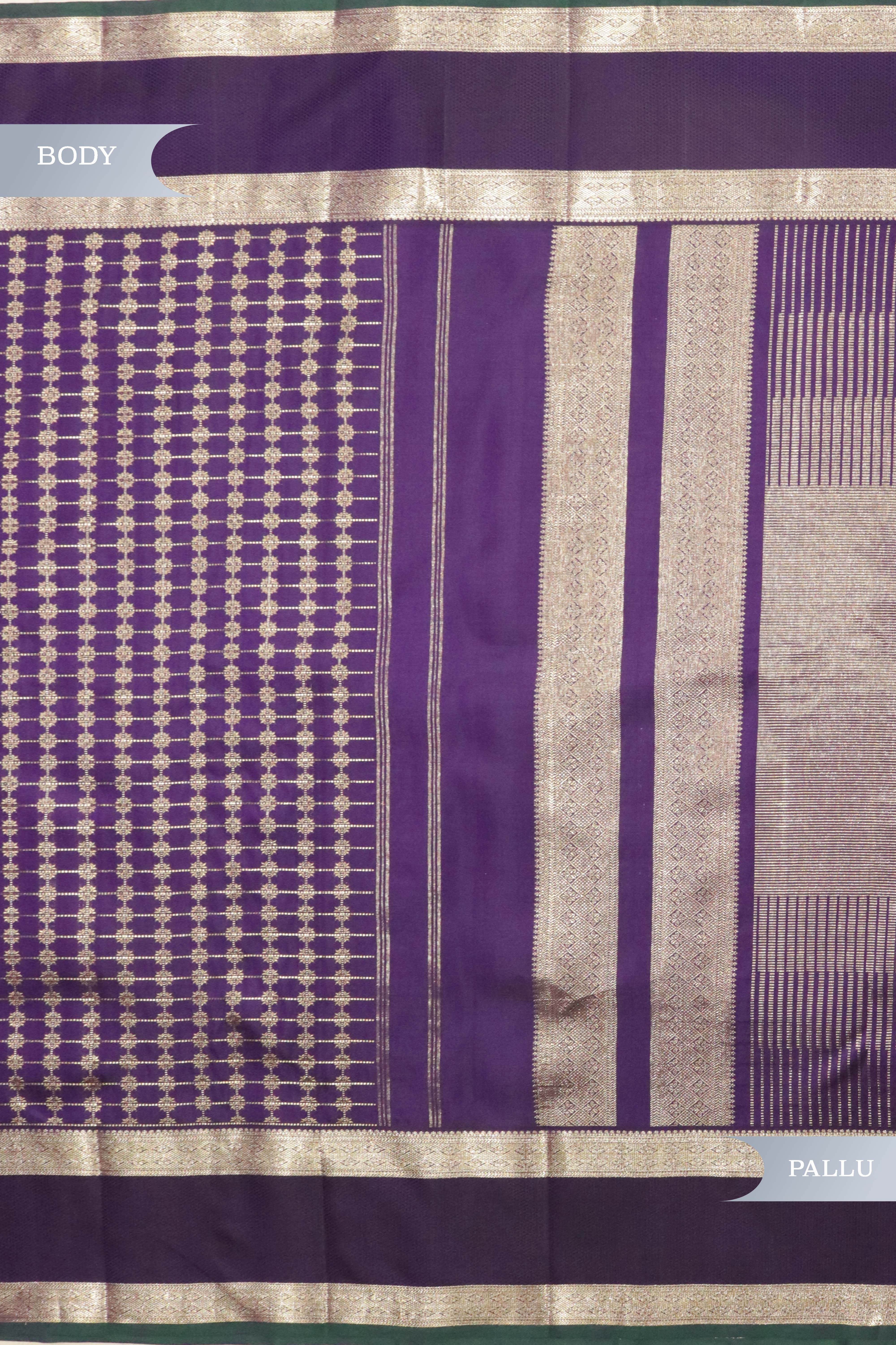 Purple Kanchipuram Silk Saree with Fancy Zari Checks and Zari Border