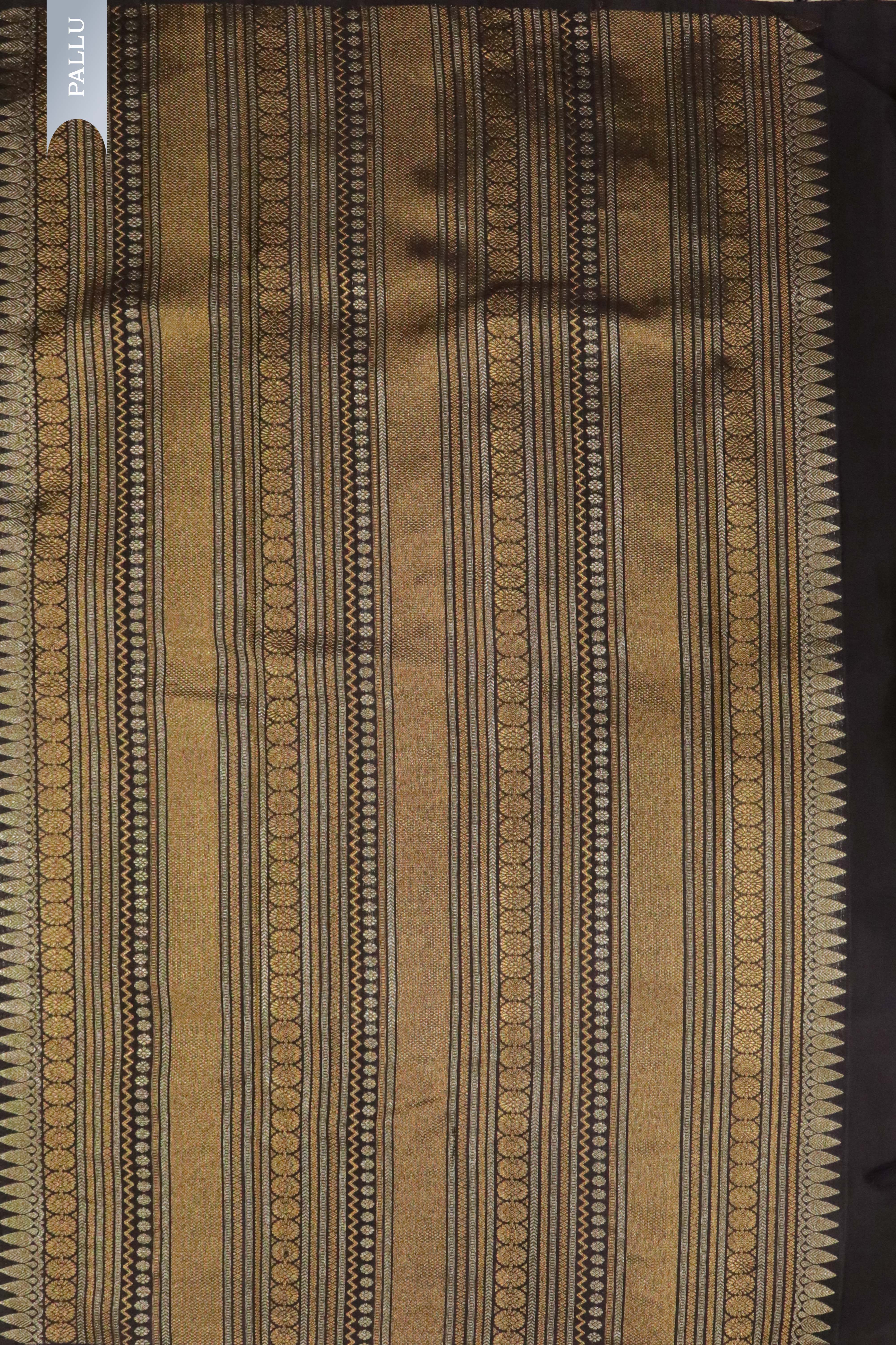 Deep Purple Kanchipuram Silk Saree with Gold & Silver Cow Motifs and Fancy Border