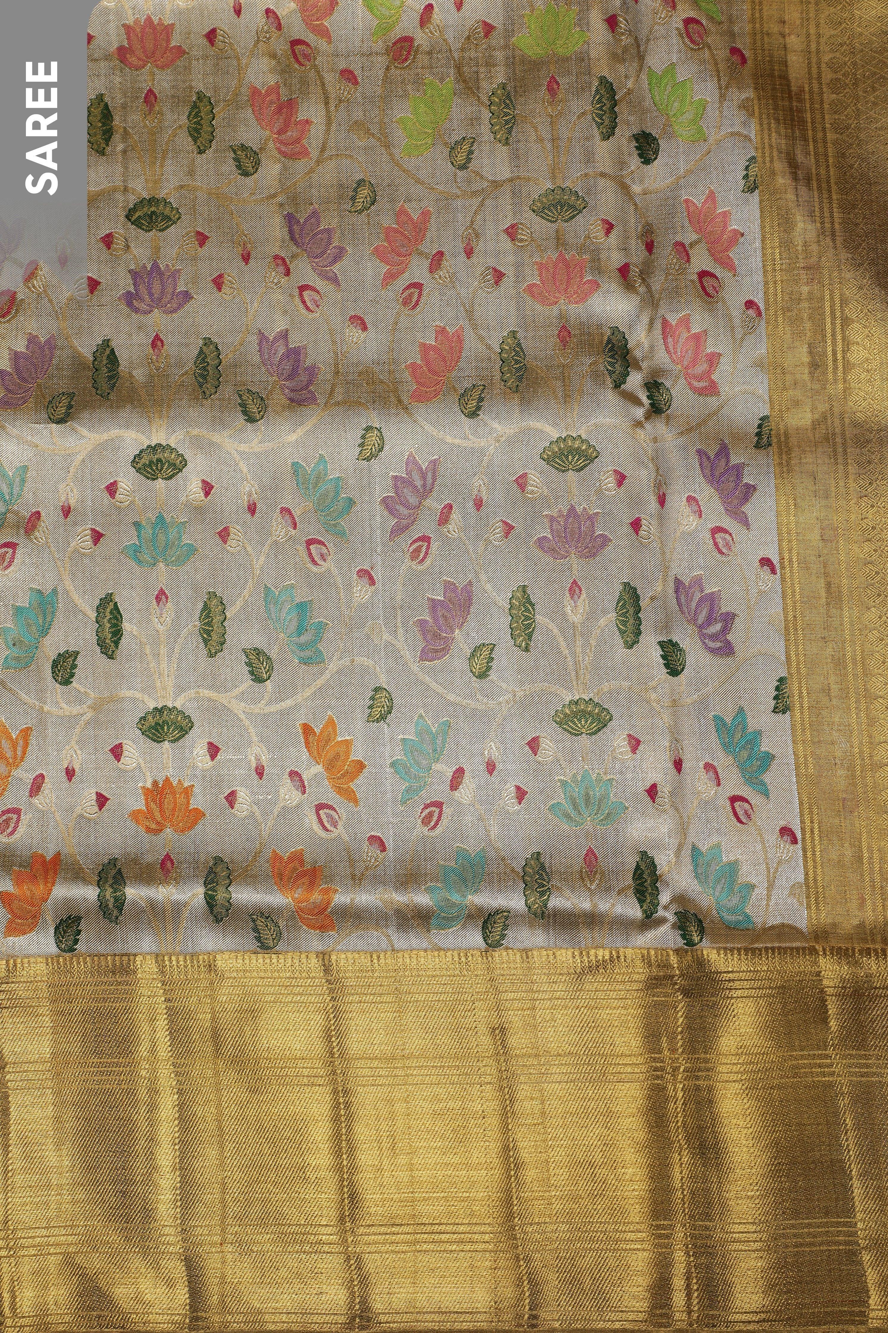 Antique Gold Kanchipuram Silk Saree  Mokshaa