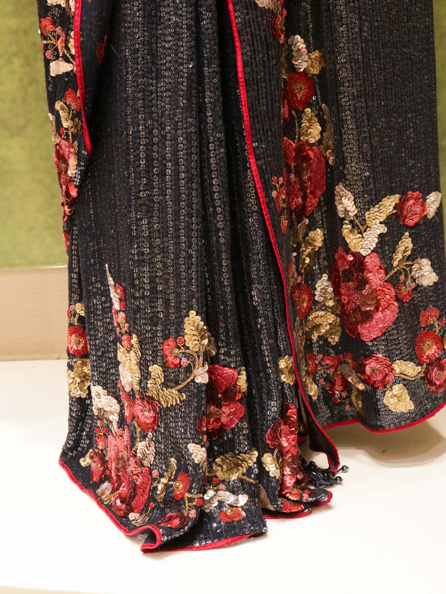 Navy Blue Georgette Saree with All-Over Sequins & Multicolour Sequin Border