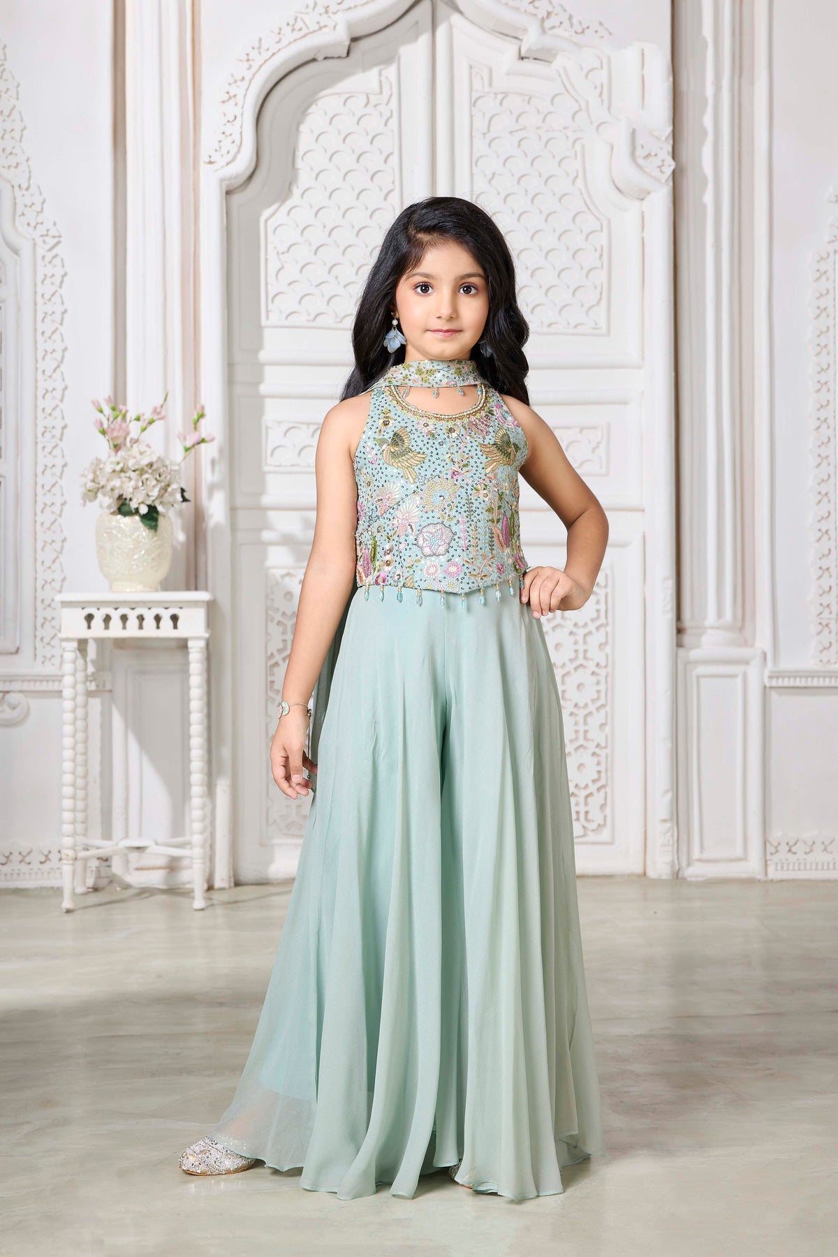 Light Blue Georgette Palazzo Set