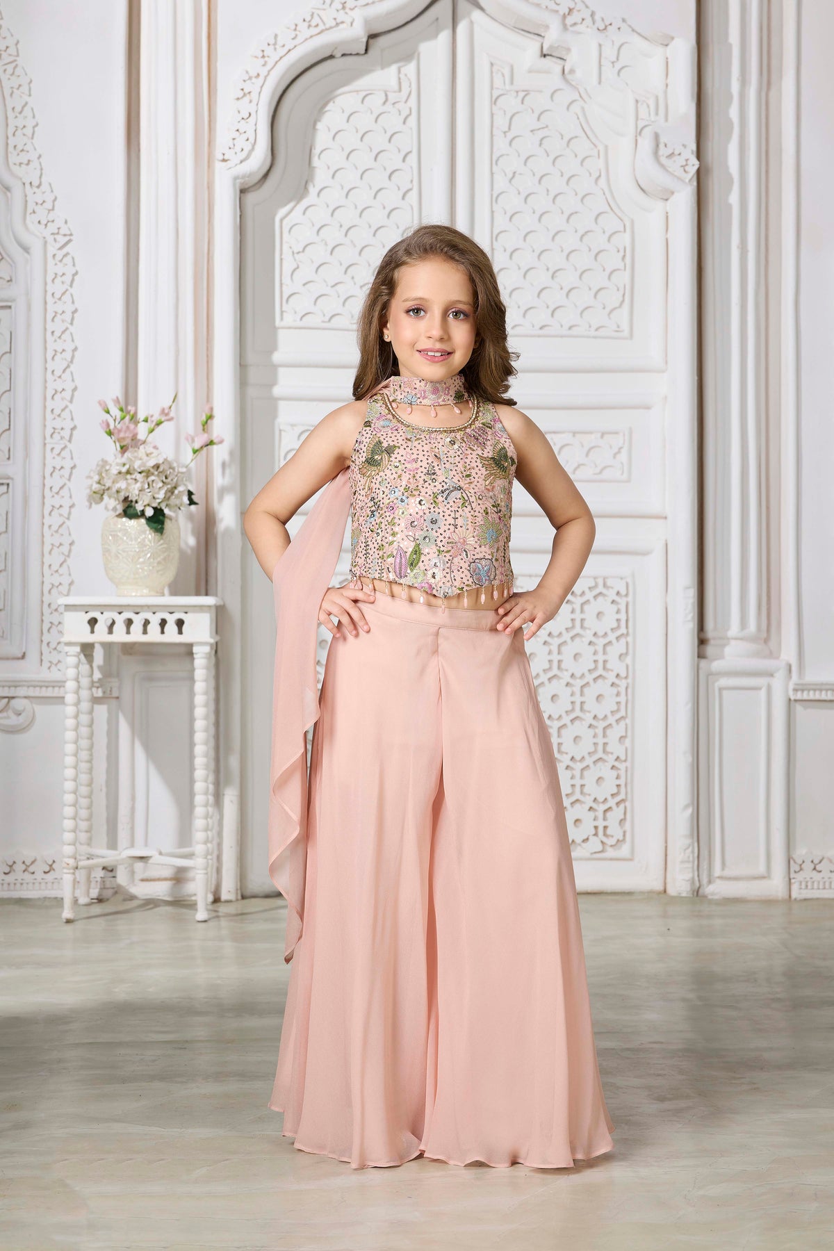 Peach Georgette Palazzo Set