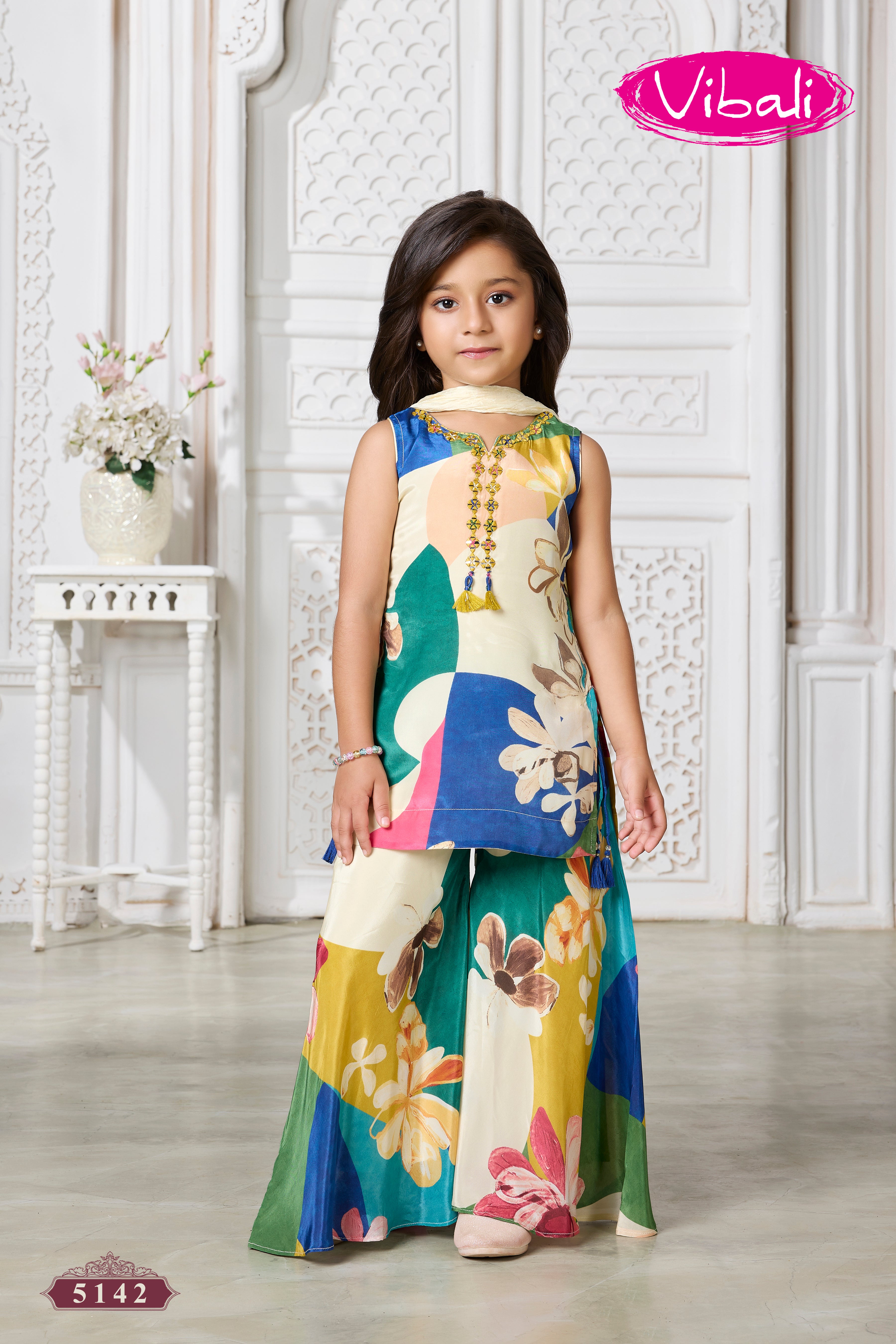 Multicolor Floral Crepe Sharara Set