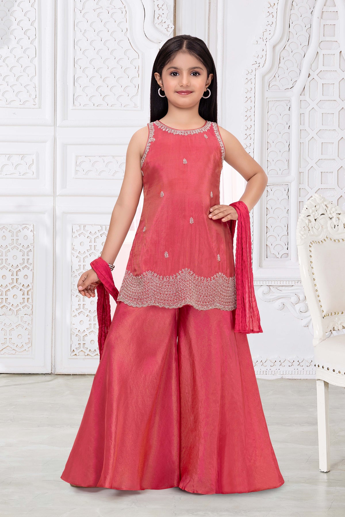 Rani Pink Festive Sharara Set for Girls