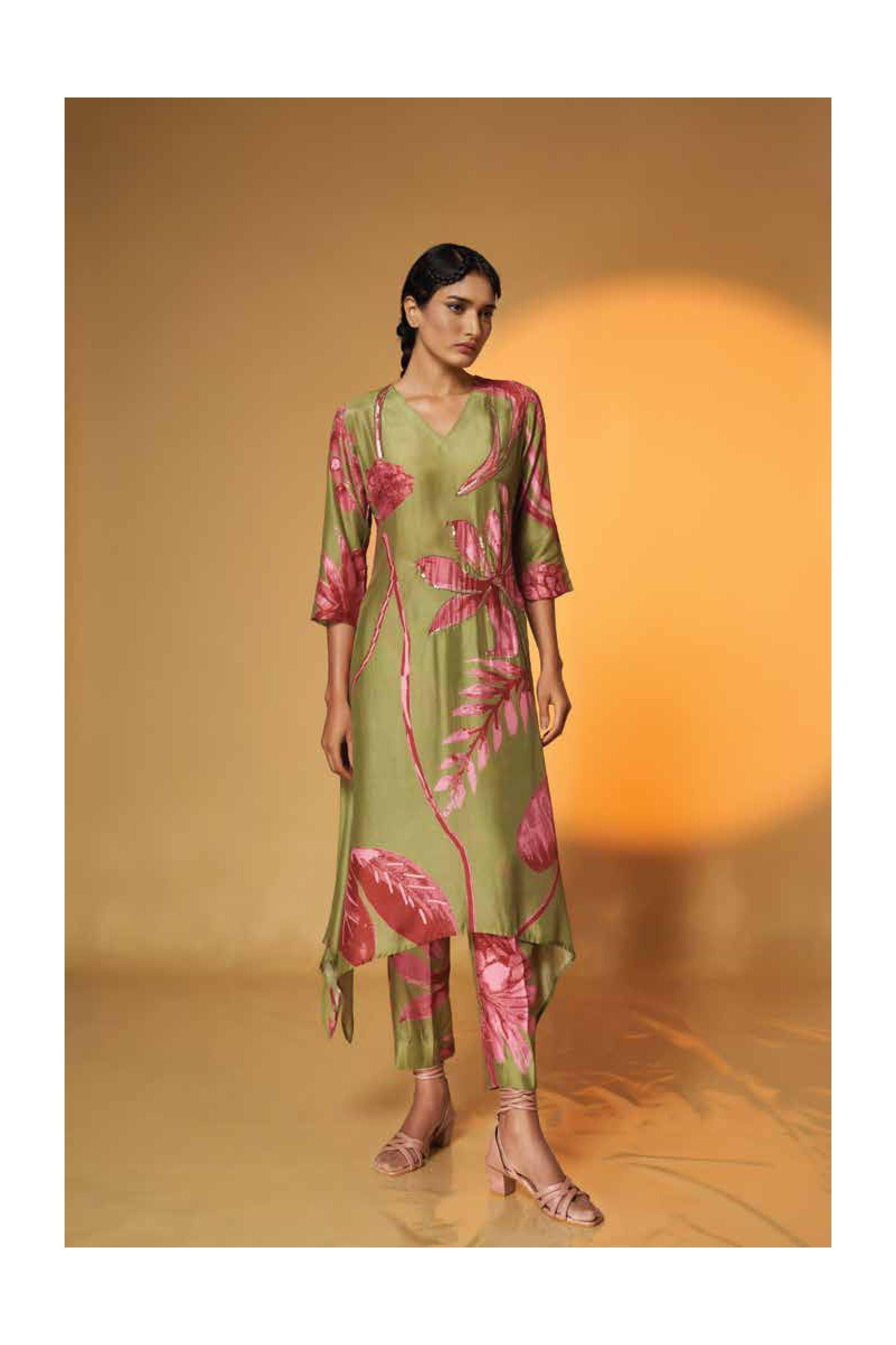 Ivory & Blush Pink Printed Kurta Set (Copy) Mokshaa