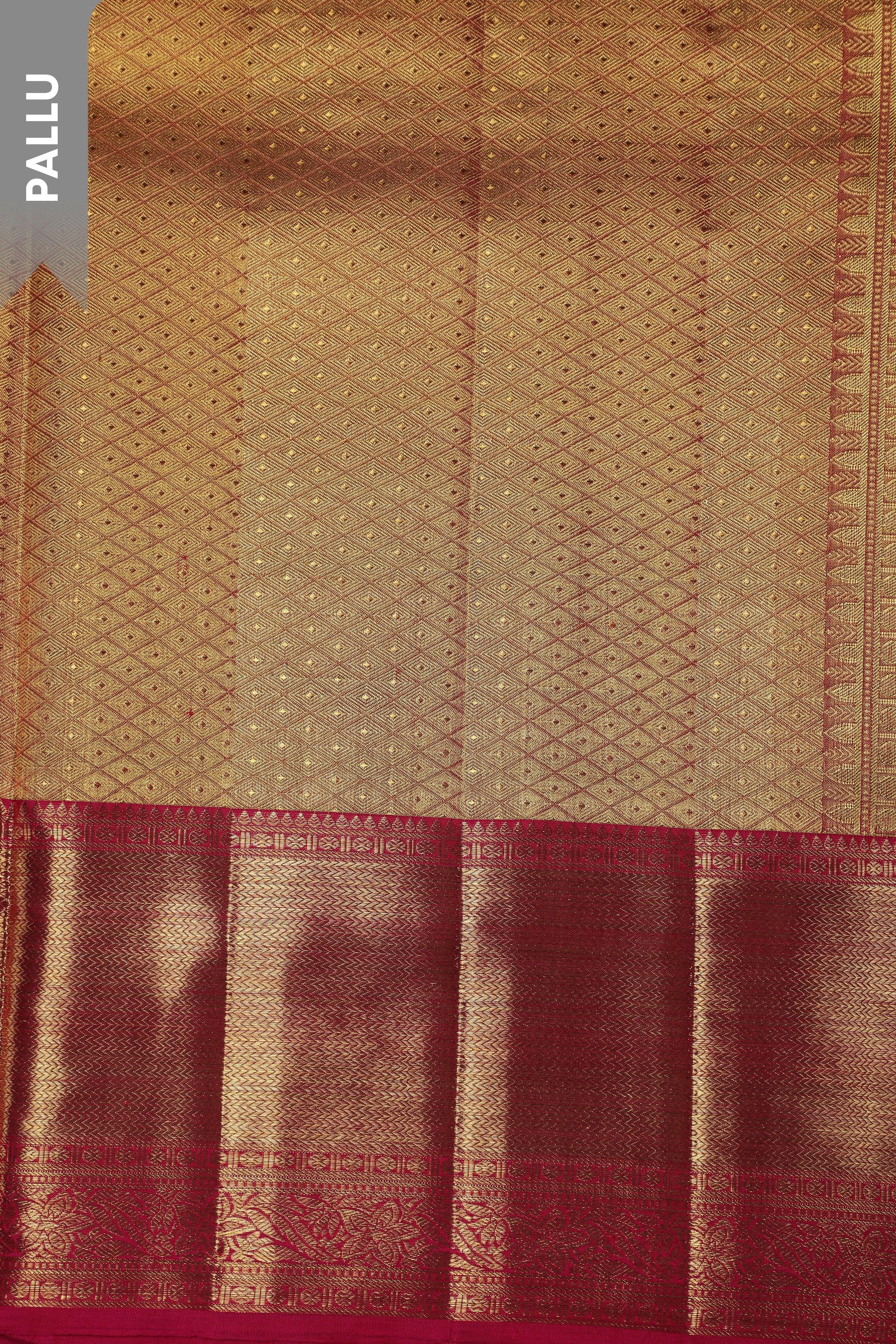 Antique Gold Tissue Silk Saree with Meenakari and Hot Pink Border  Mokshaa