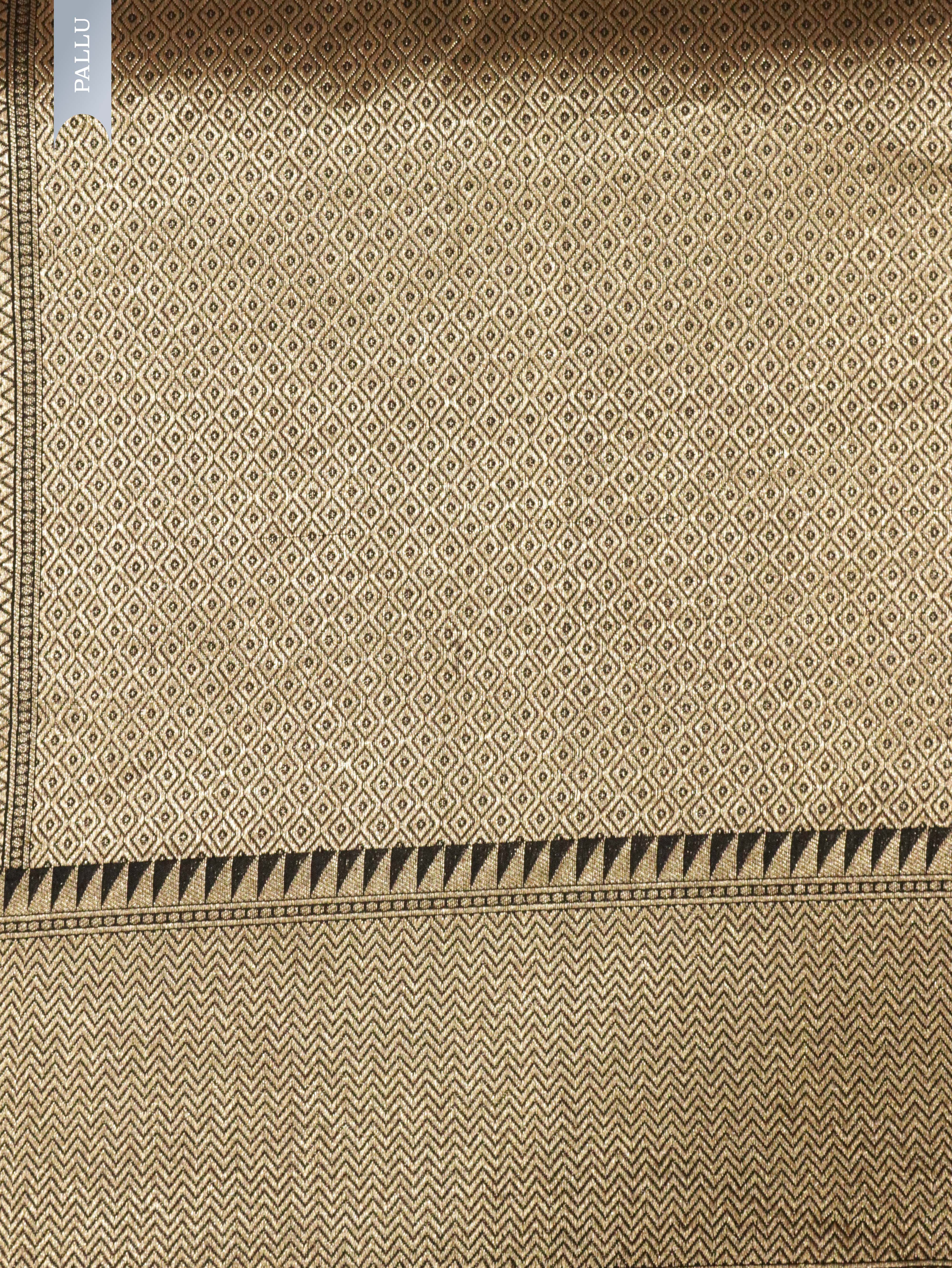 Black Banarasi Silk Saree with Gold & Silver Zari Box Weaving**