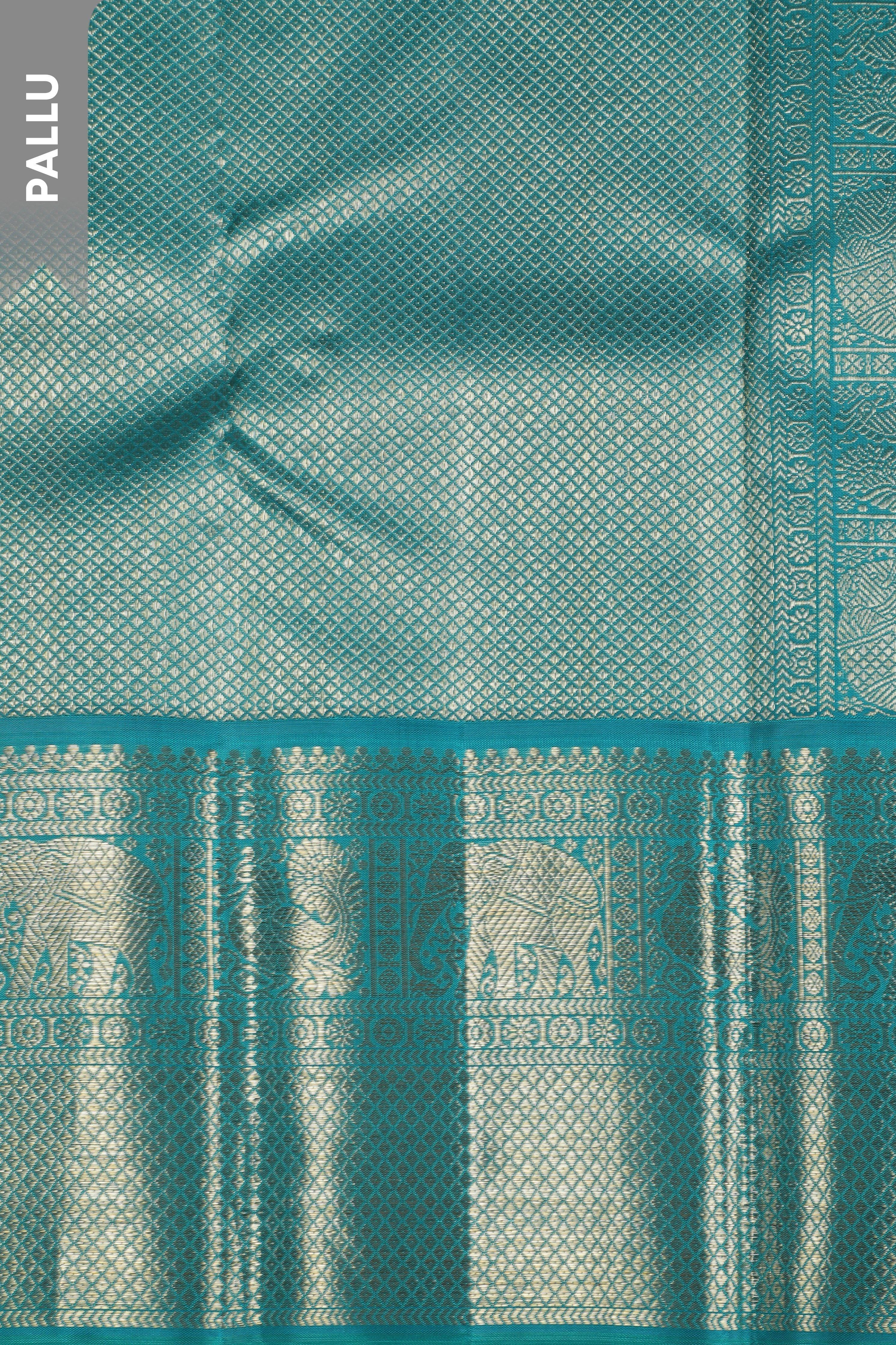 Teal Blue Kanchipuram Silk Saree (Copy)  Mokshaa