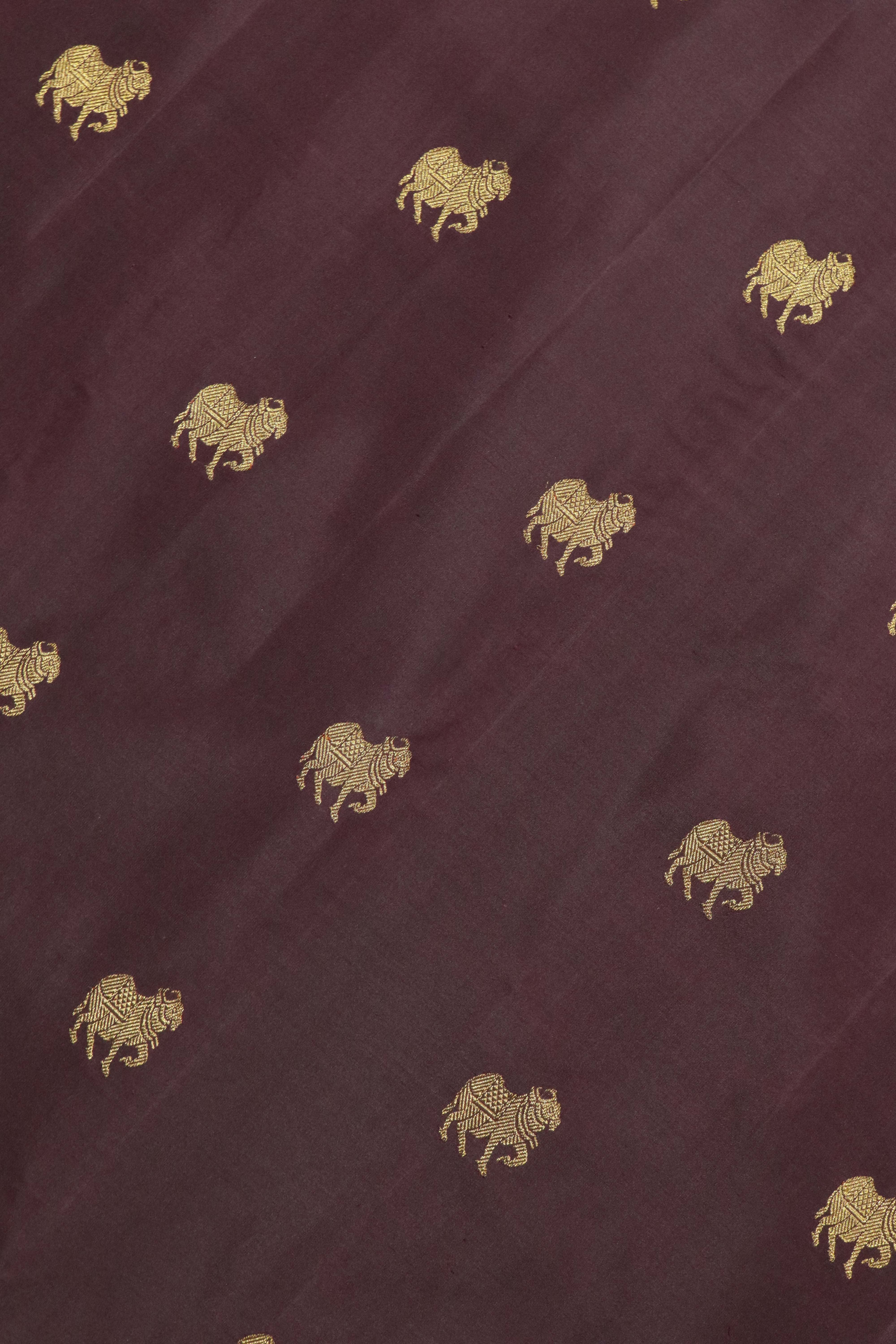 Dark Brown Kanchipuram Silk Saree with Zari Figure Motifs