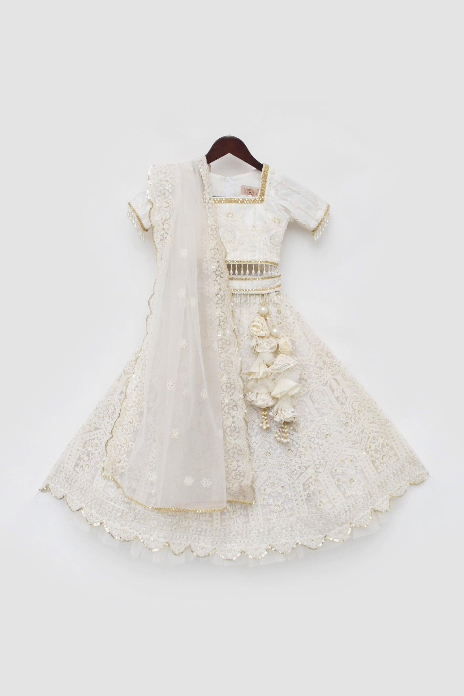 Off white Sequence Embroidery Lehenga Choli - Mokshaa