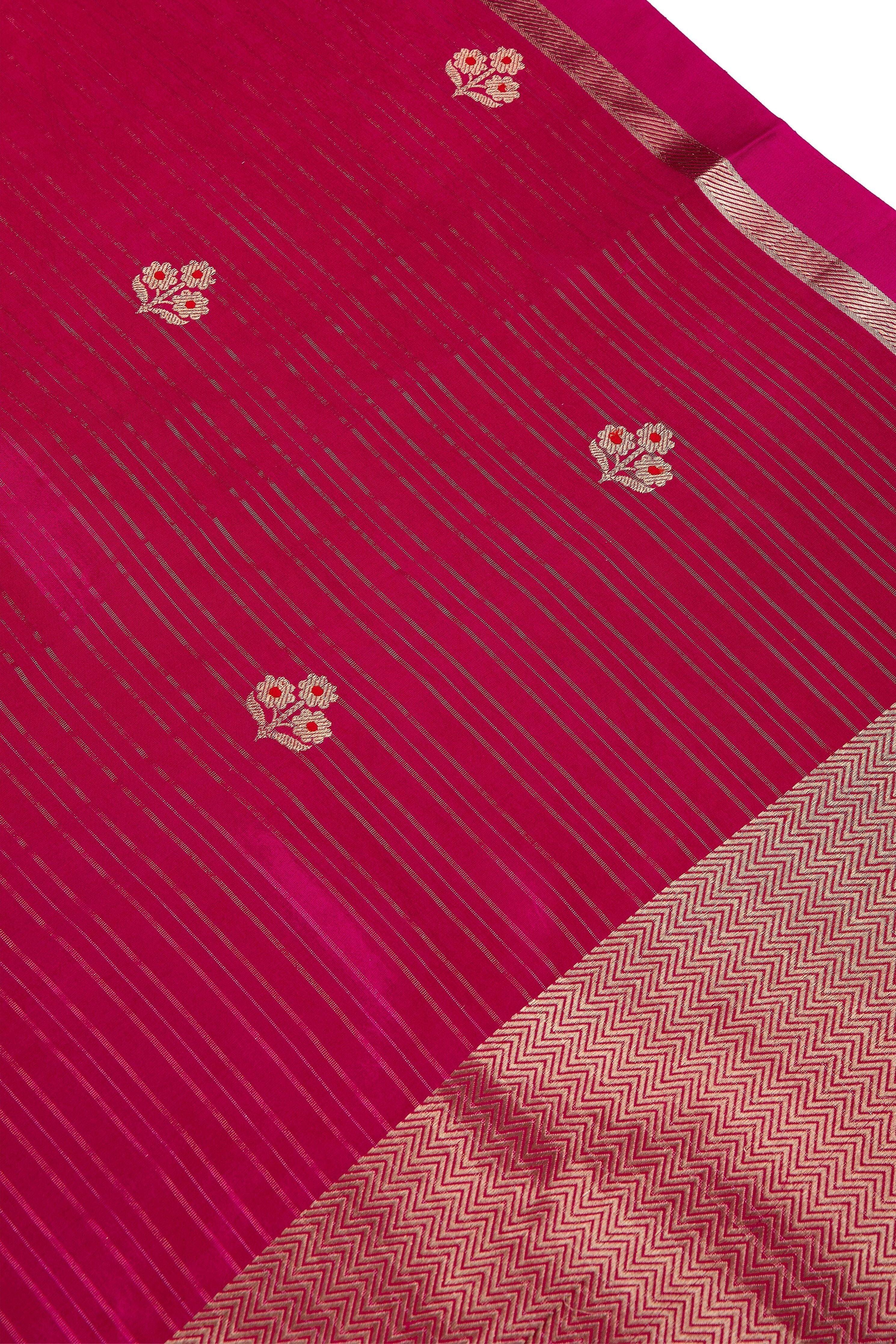 Magenta Pink Banaras Silk Saree - Mokshaa