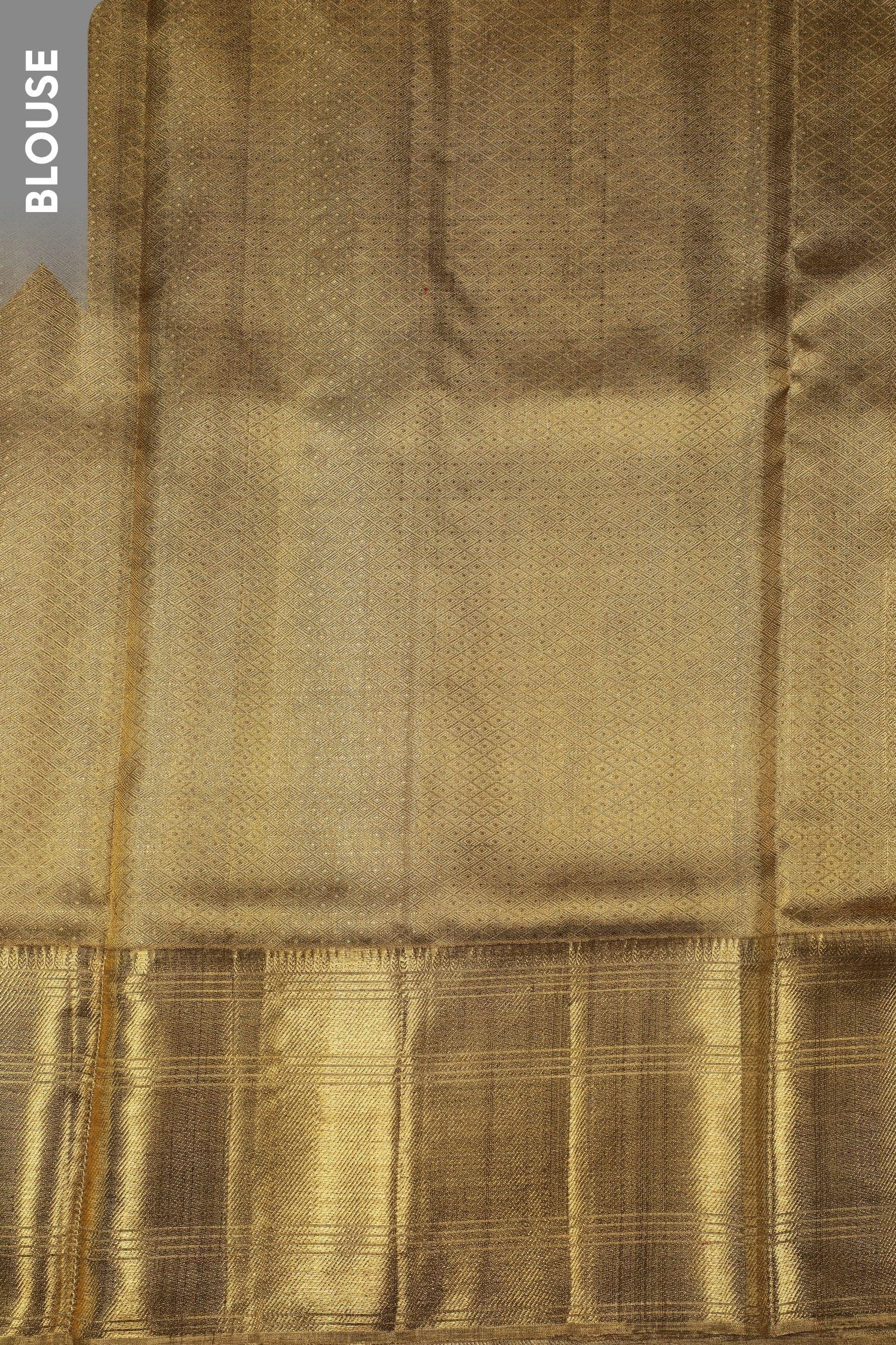 Antique Gold Tissue Silk Saree with Meenakari Jaal and Lotus Weave Mokshaa
