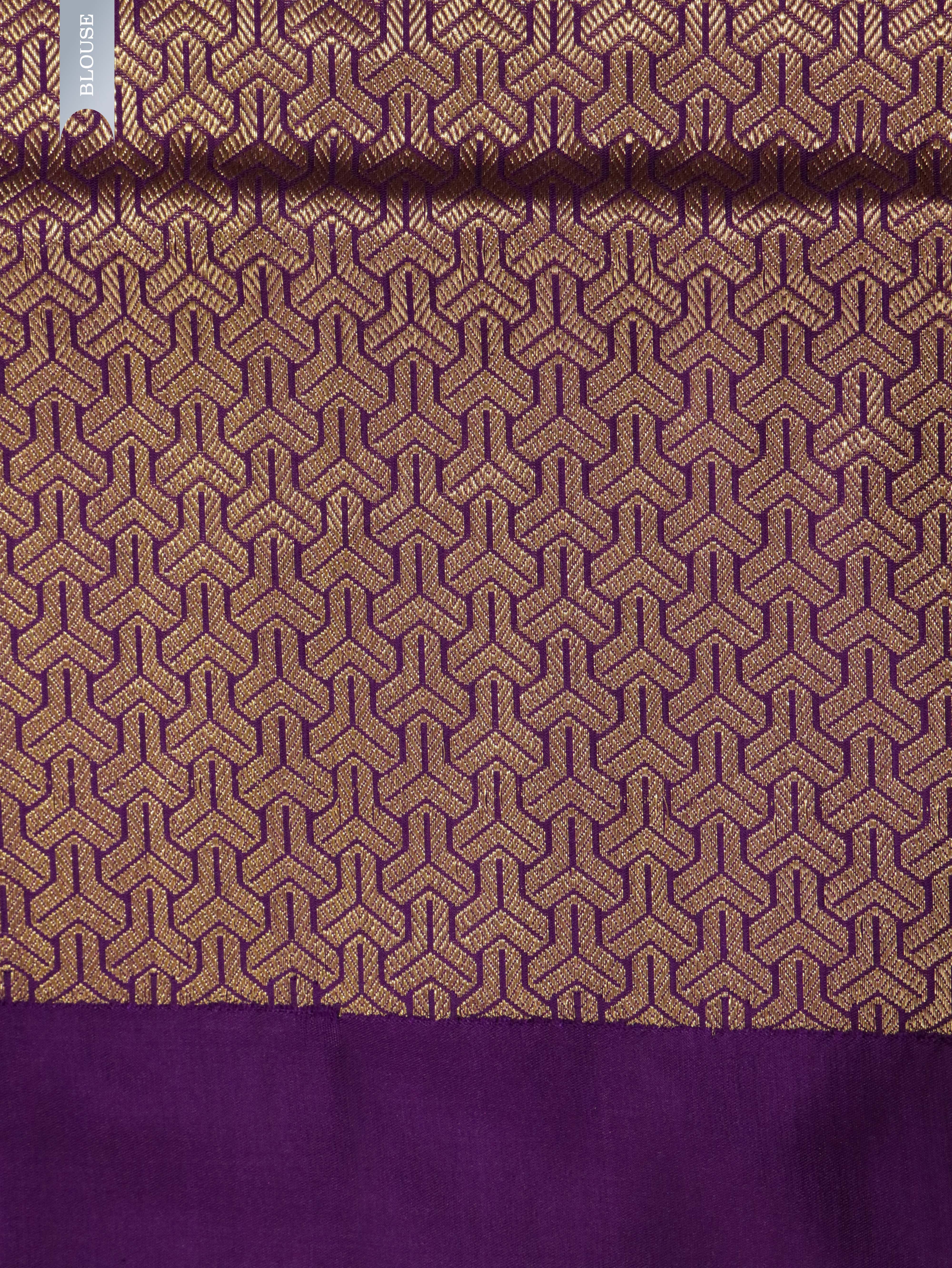 Magenta Banarasi Silk Saree with Long Silver & Gold Zari Border