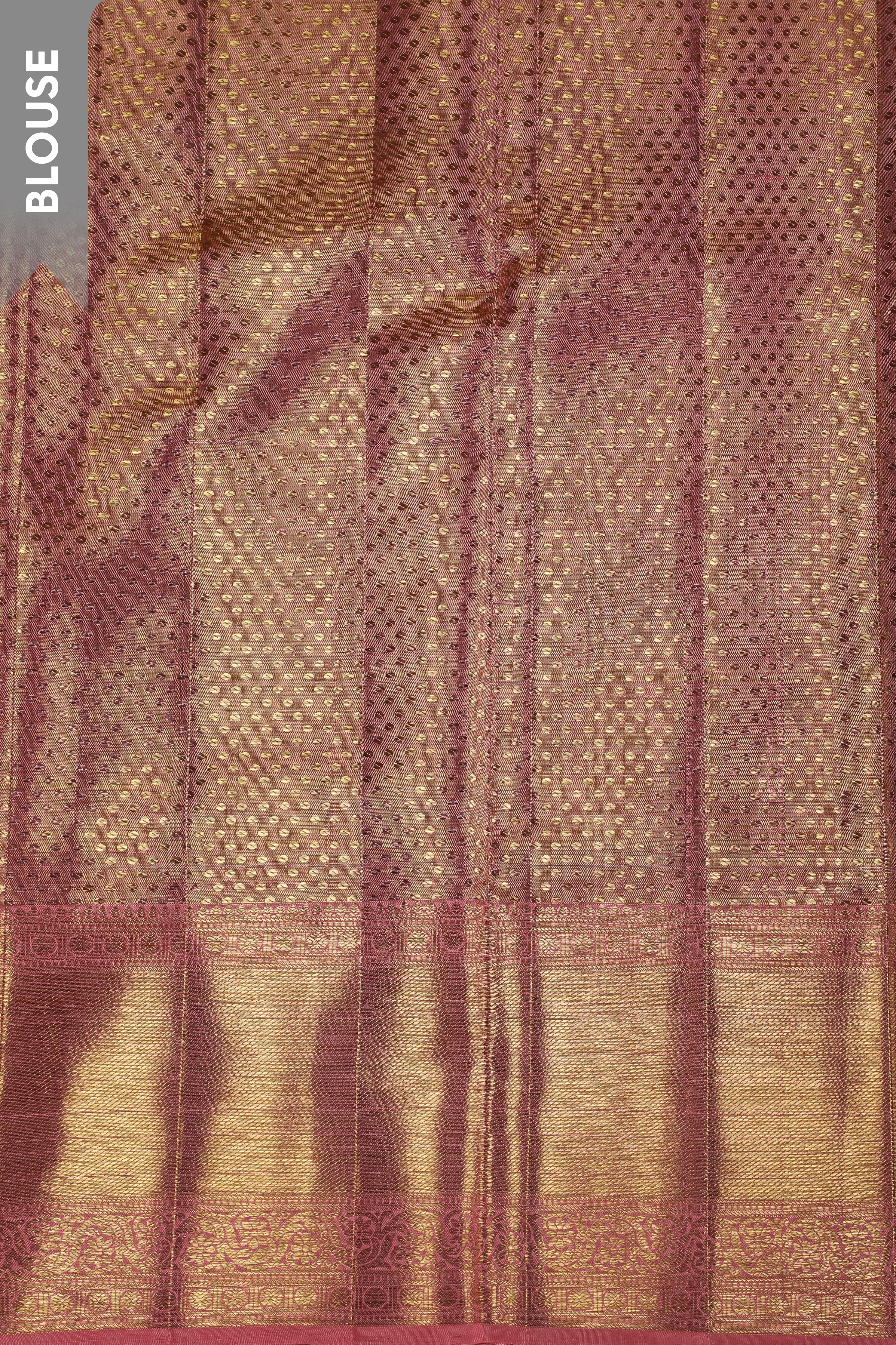 Gold Tissue Silk Saree with Coral-Mustard Base and Parrot Motifs Mokshaa