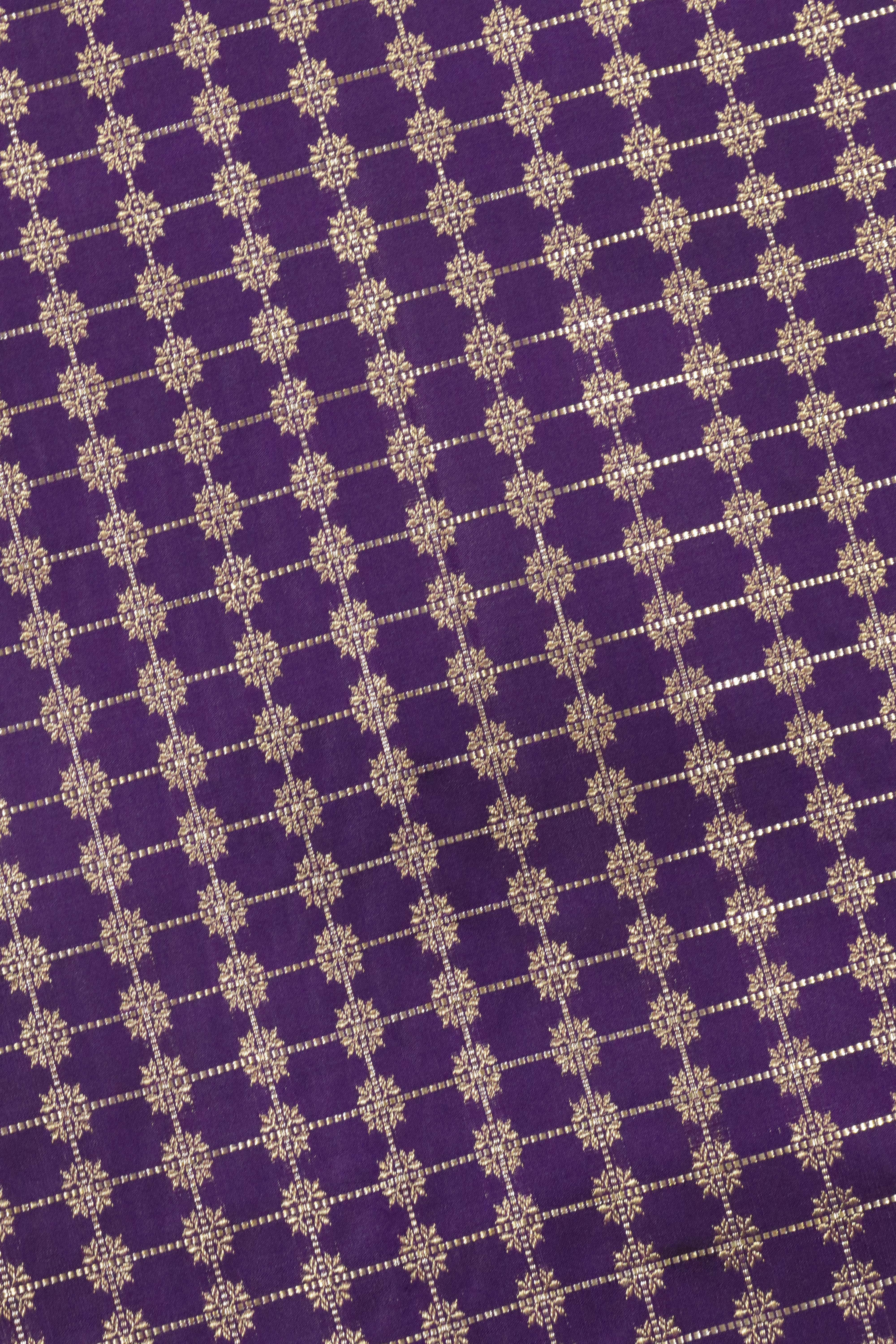 Purple Kanchipuram Silk Saree with Fancy Zari Checks and Zari Border