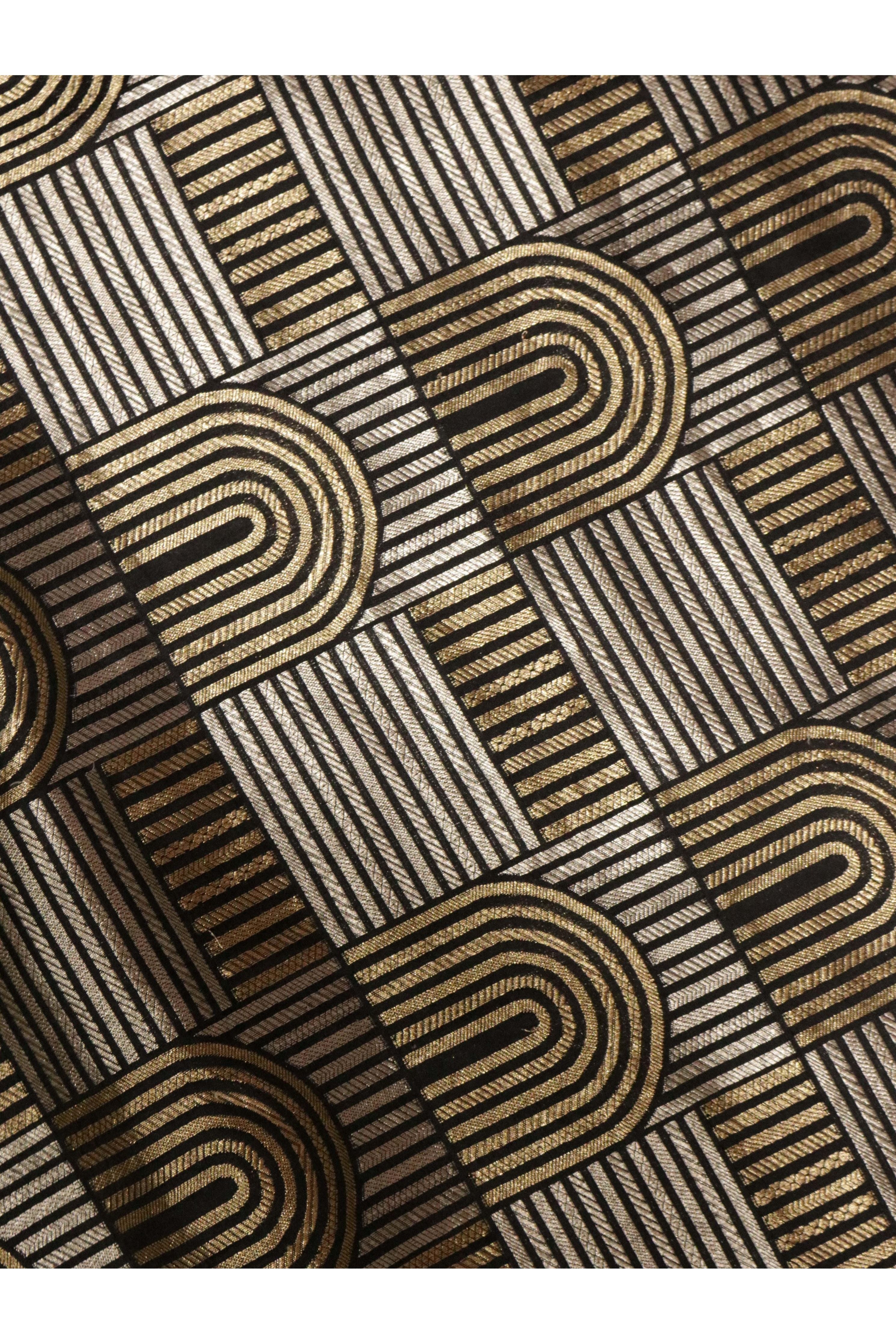 Black Banarasi Silk Saree with Gold & Silver Zari Box Weaving - Mokshaa