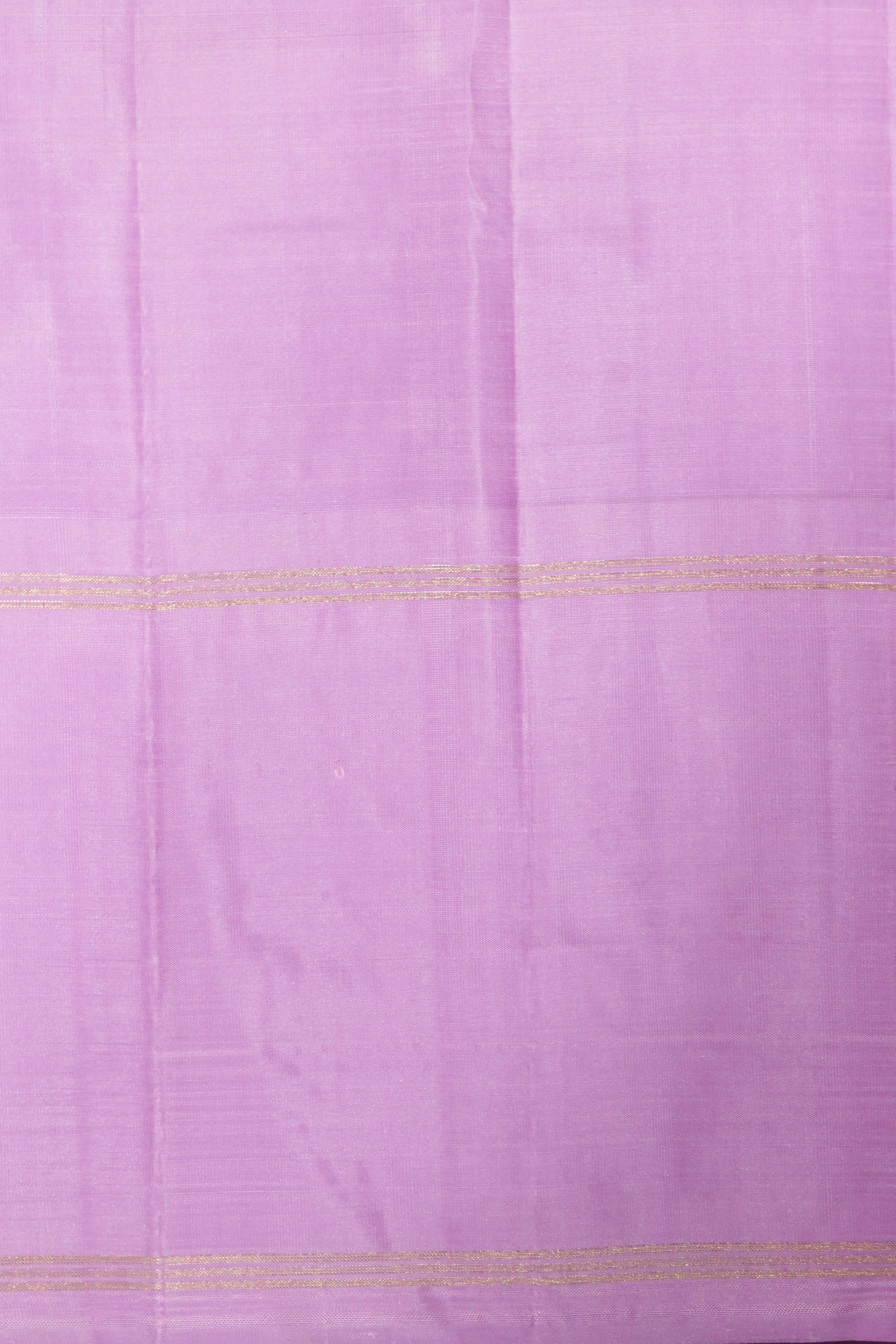 Purple Kanchipuram Silk Saree with Gold & Silver Zari Stripes and Contrast Silk Border