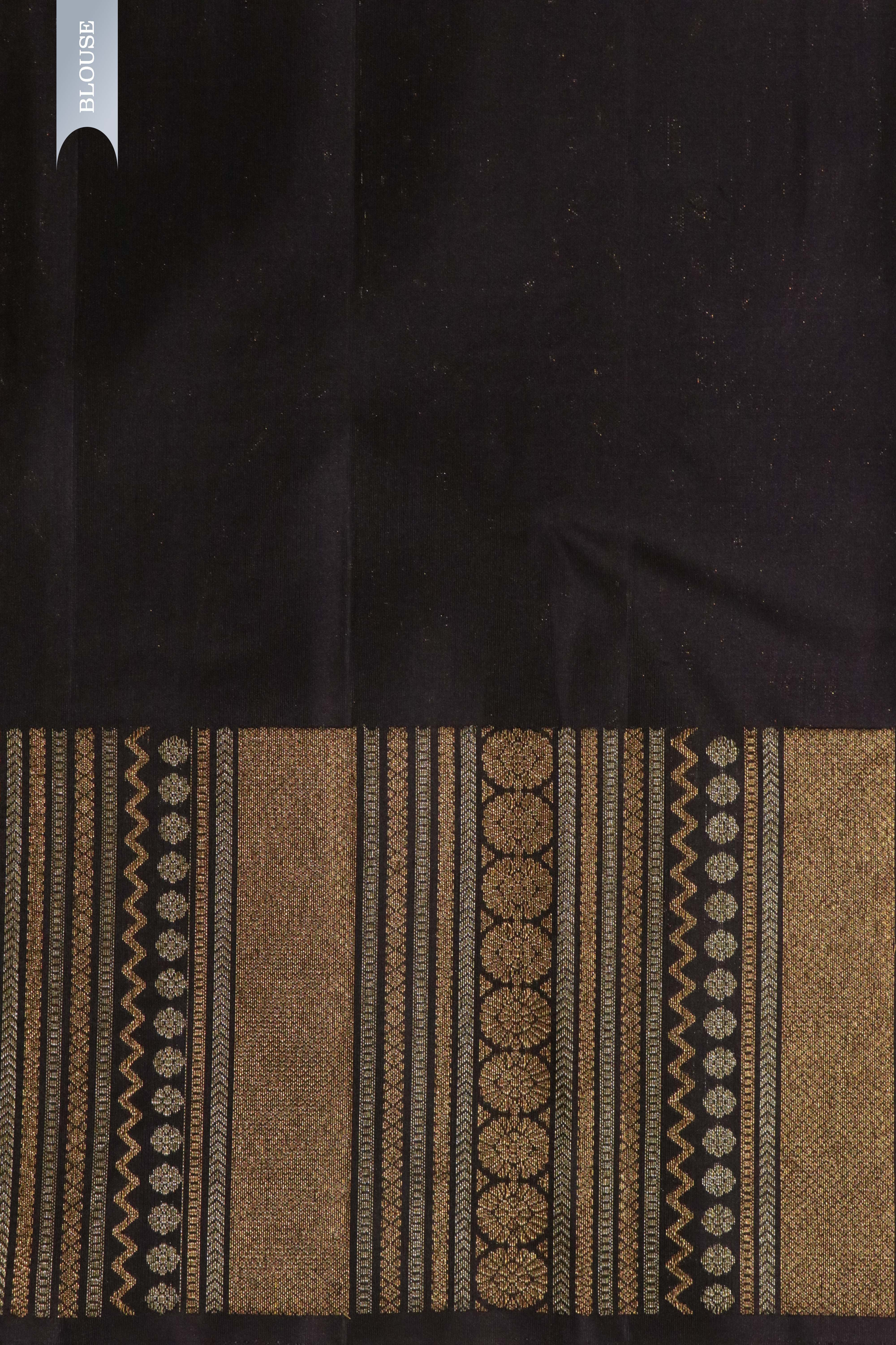 Deep Purple Kanchipuram Silk Saree with Gold & Silver Cow Motifs and Fancy Border